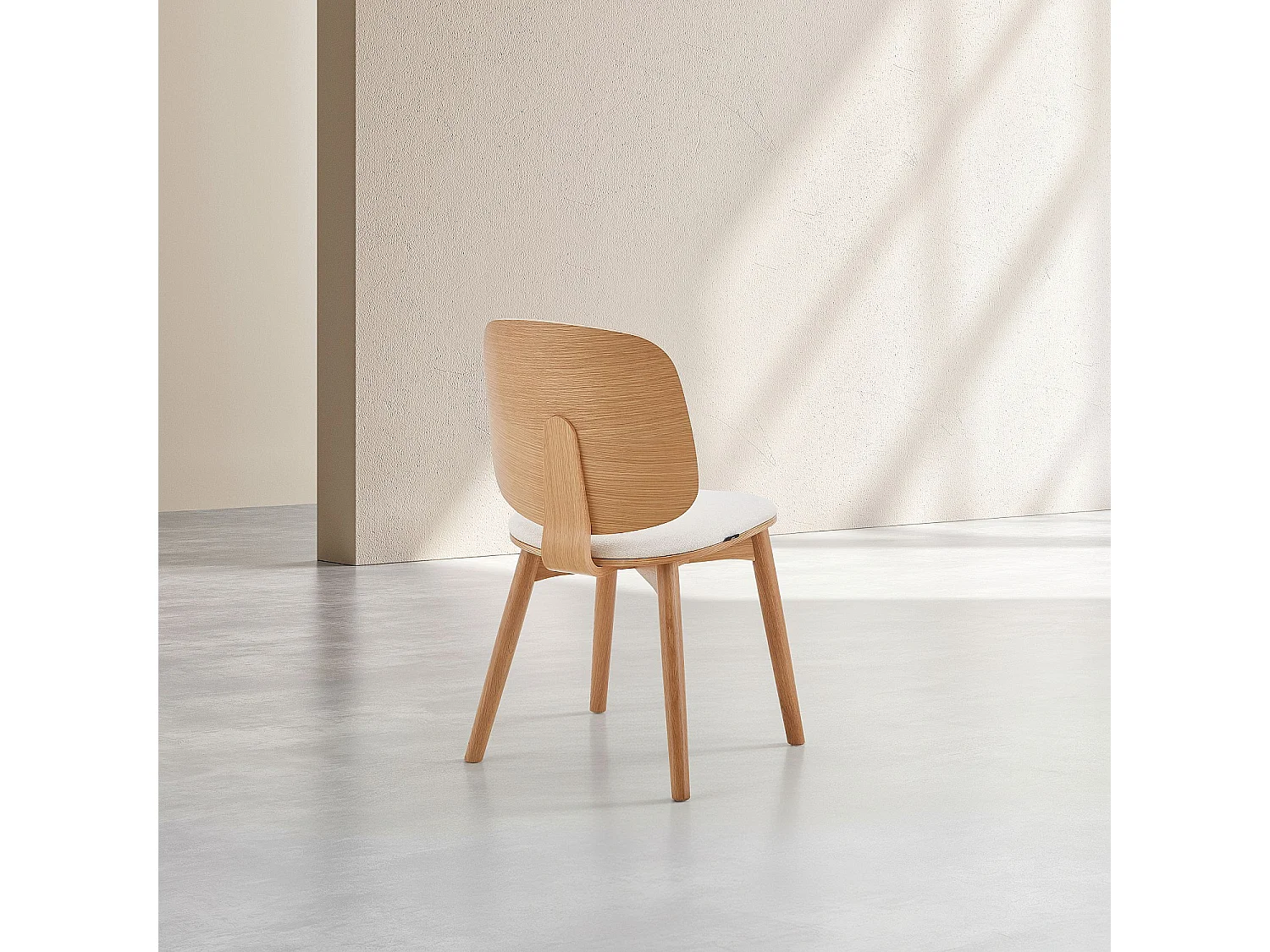 Habitat - Lot de 2 chaises en tissu texturé et chêne massif - Crème - Cassandre