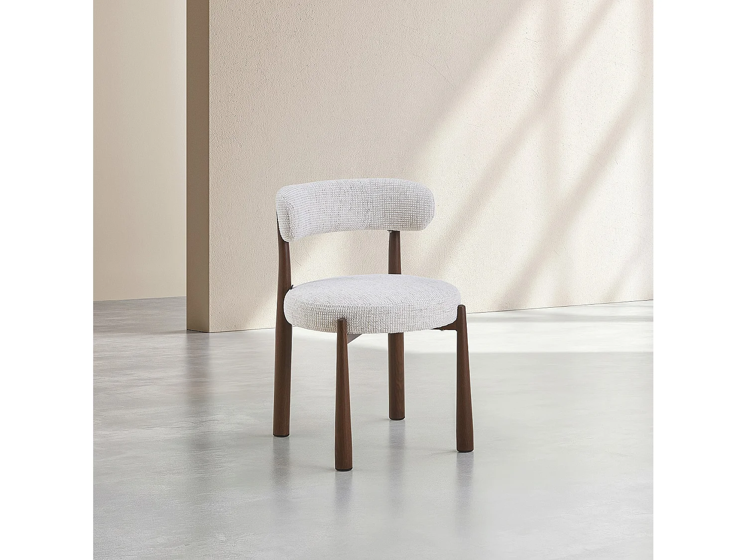 Habitat - Lot de 2 chaises en tissu et métal finition noyer - Blanc cassé - Bryne