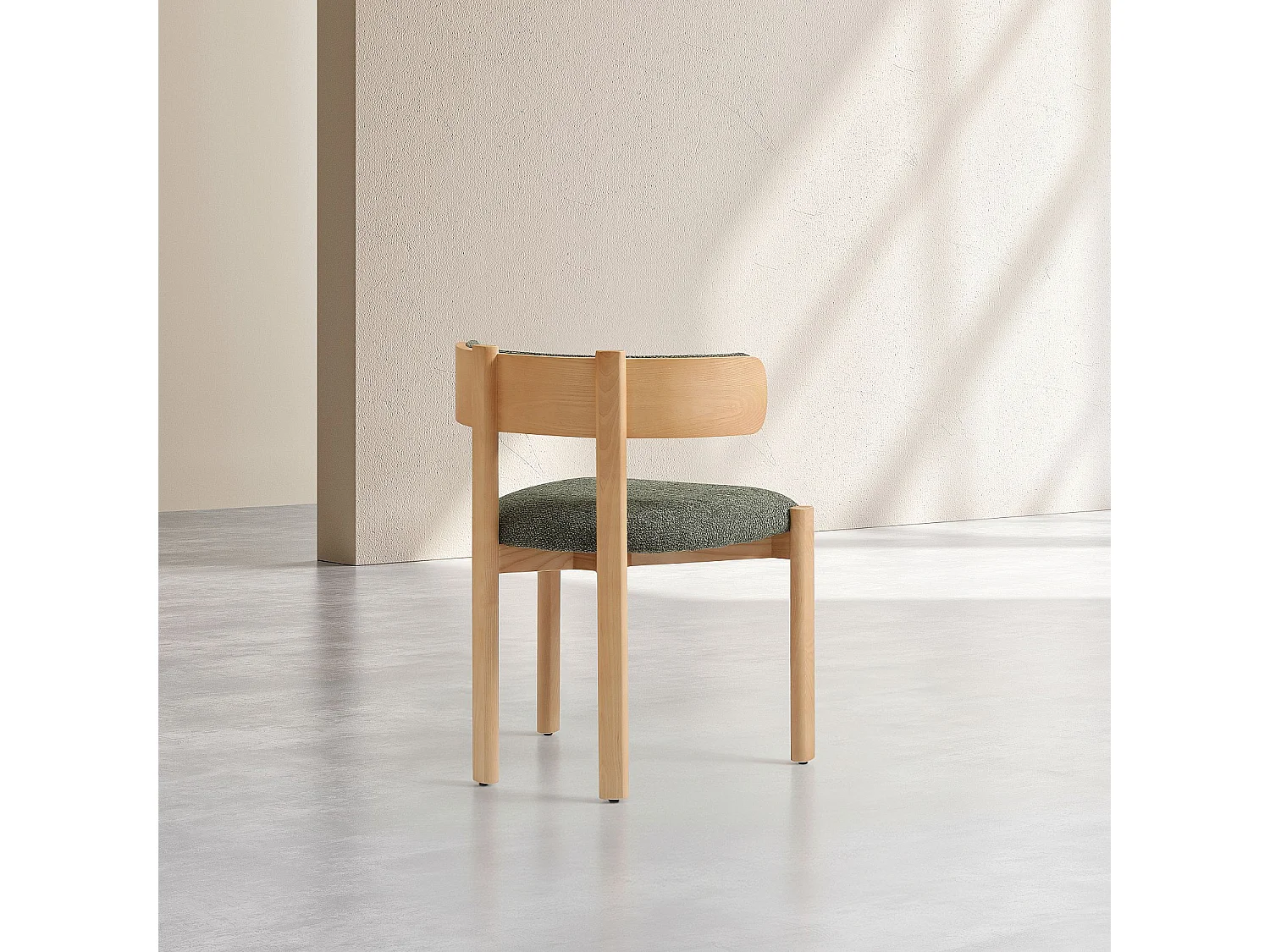 Habitat - Lot de 2 chaises en tissu et bois massif finition chêne - Vert kaki - Youna