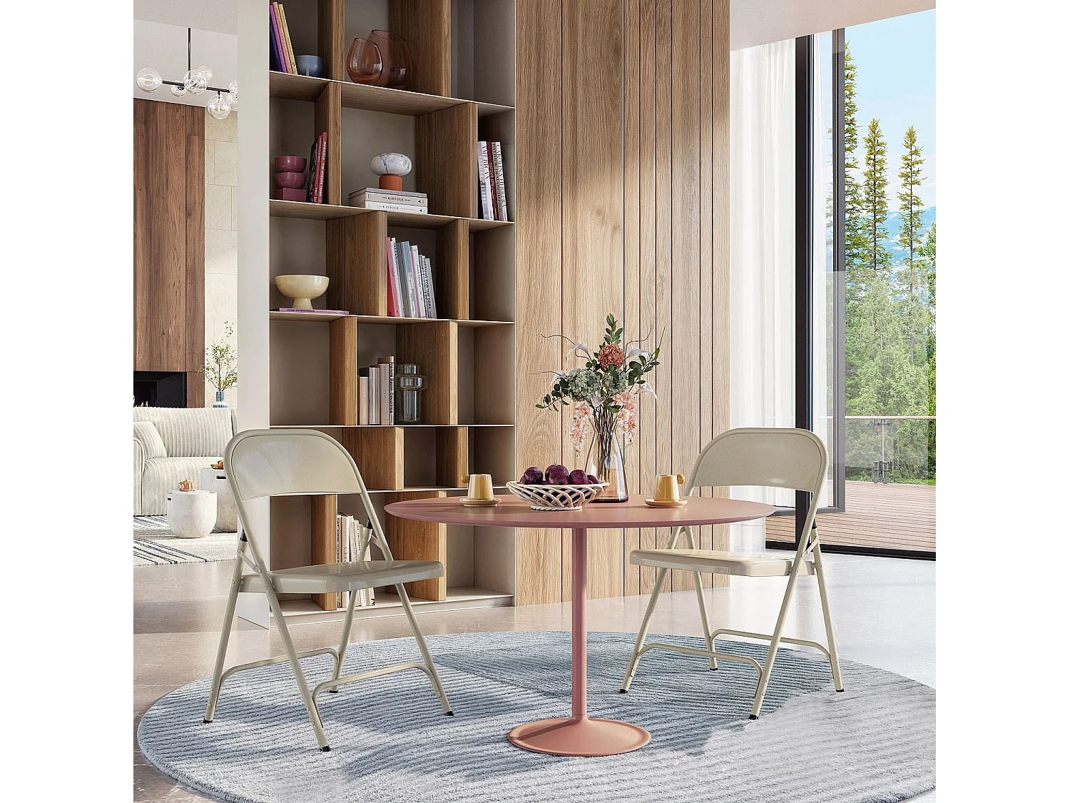Habitat - Lot de 2 chaises pliantes en acier laqué - Sable - Macadam