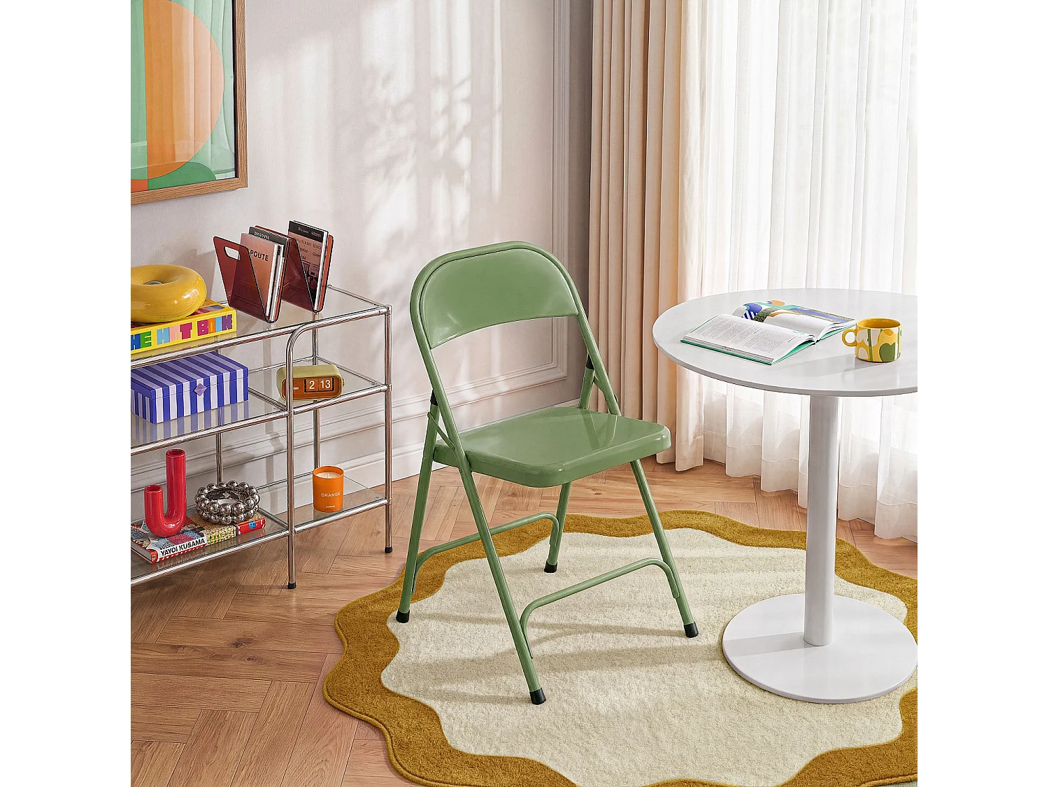 Habitat - Chaise pliante en acier laqué - Vert - Macadam