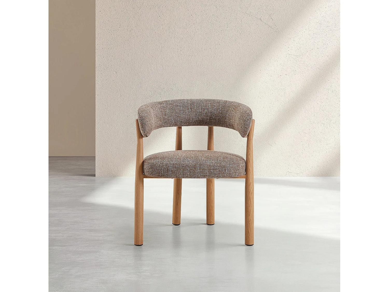 Habitat - Lot de 2 chaises en tissu et métal finition chêne avec accoudoirs - Taupe - Bryne