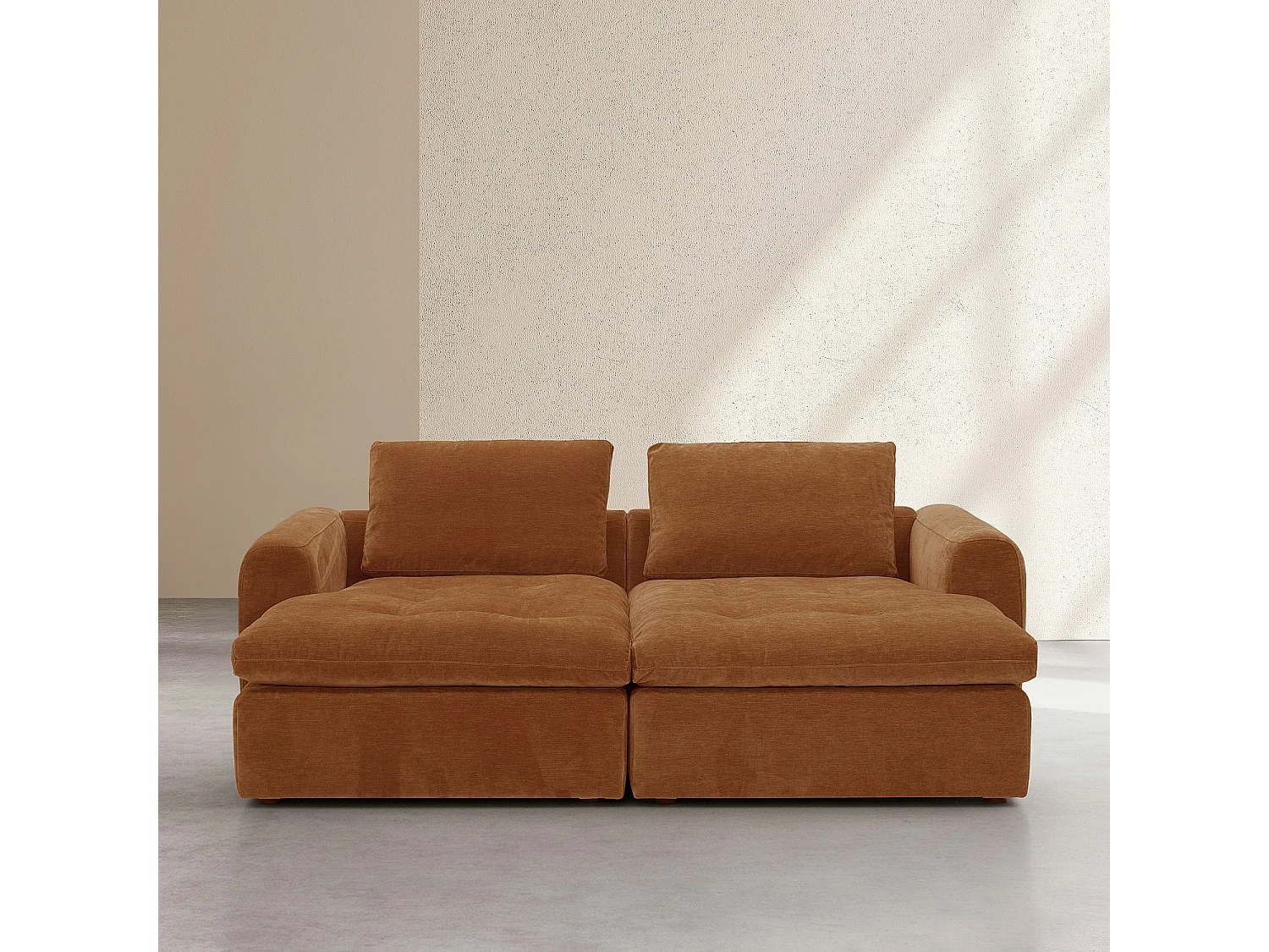 Habitat - Canapé 2 places modulable avec assise profonde en tissu - Marron noisette - Ameria
