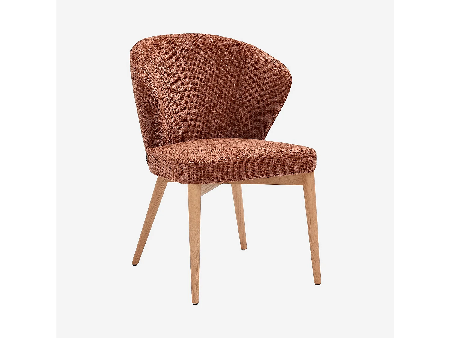 Habitat - Lot de 2 chaises en tissu chenille et bois massif finition chêne - Terracotta - Luris
