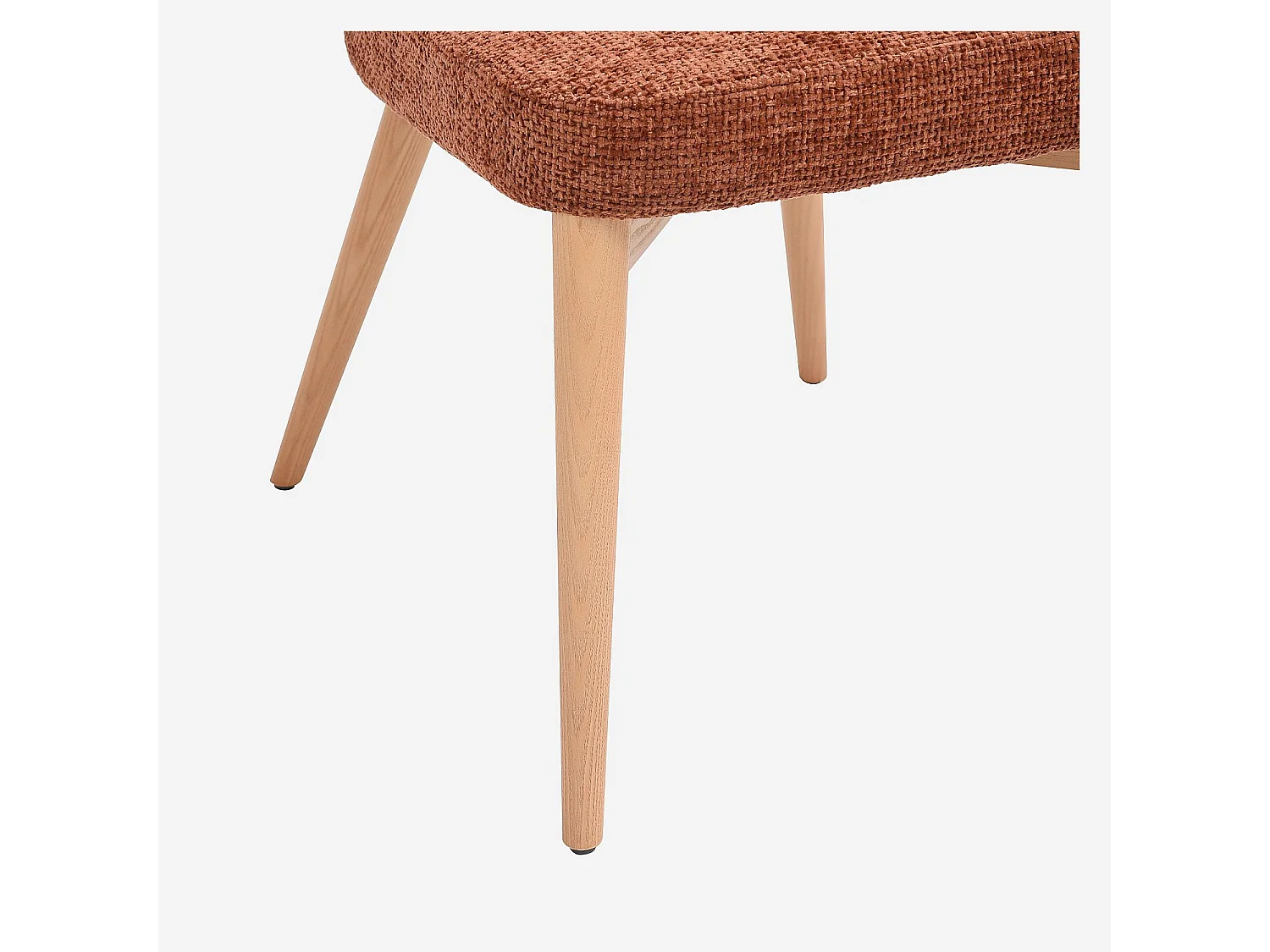 Habitat - Lot de 2 chaises en tissu chenille et bois massif finition chêne - Terracotta - Luris