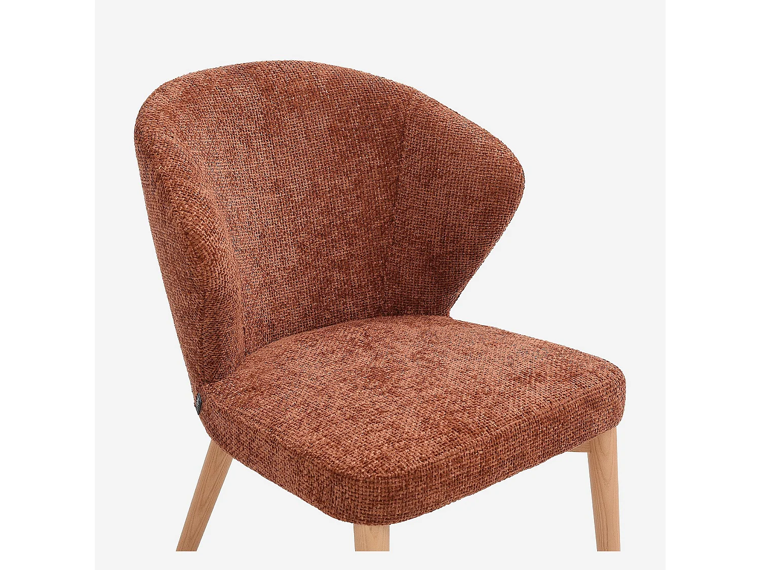 Habitat - Lot de 2 chaises en tissu chenille et bois massif finition chêne - Terracotta - Luris