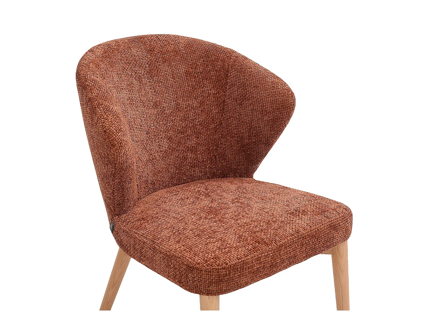 Habitat - Lot de 2 chaises en tissu chenille et bois massif finition chêne - Terracotta - Luris
