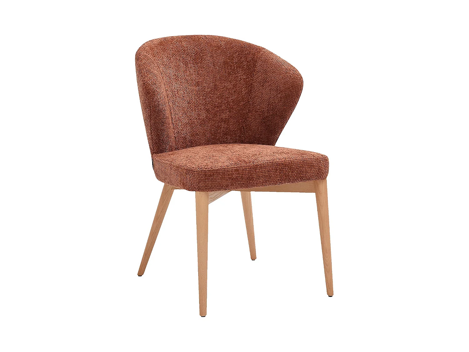 Habitat - Lot de 2 chaises en tissu chenille et bois massif finition chêne - Terracotta - Luris