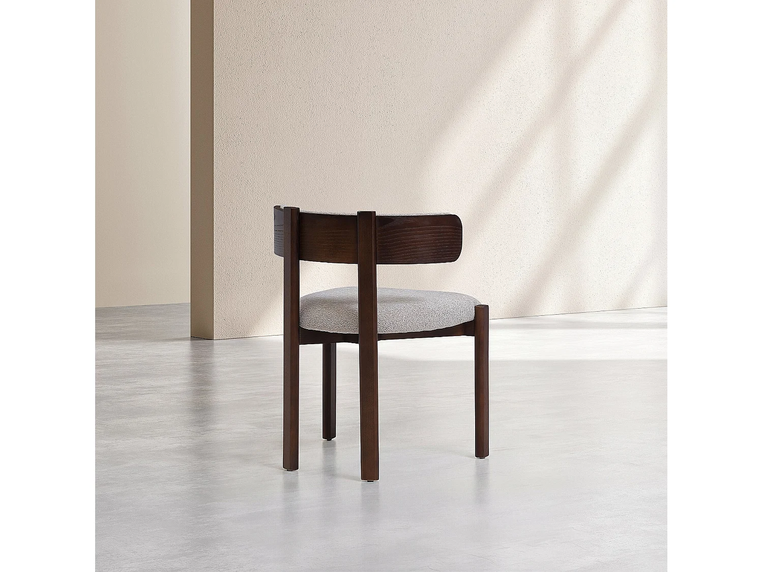 Habitat - Lot de 2 chaises en tissu et bois massif finition noyer - Beige chiné - Youna