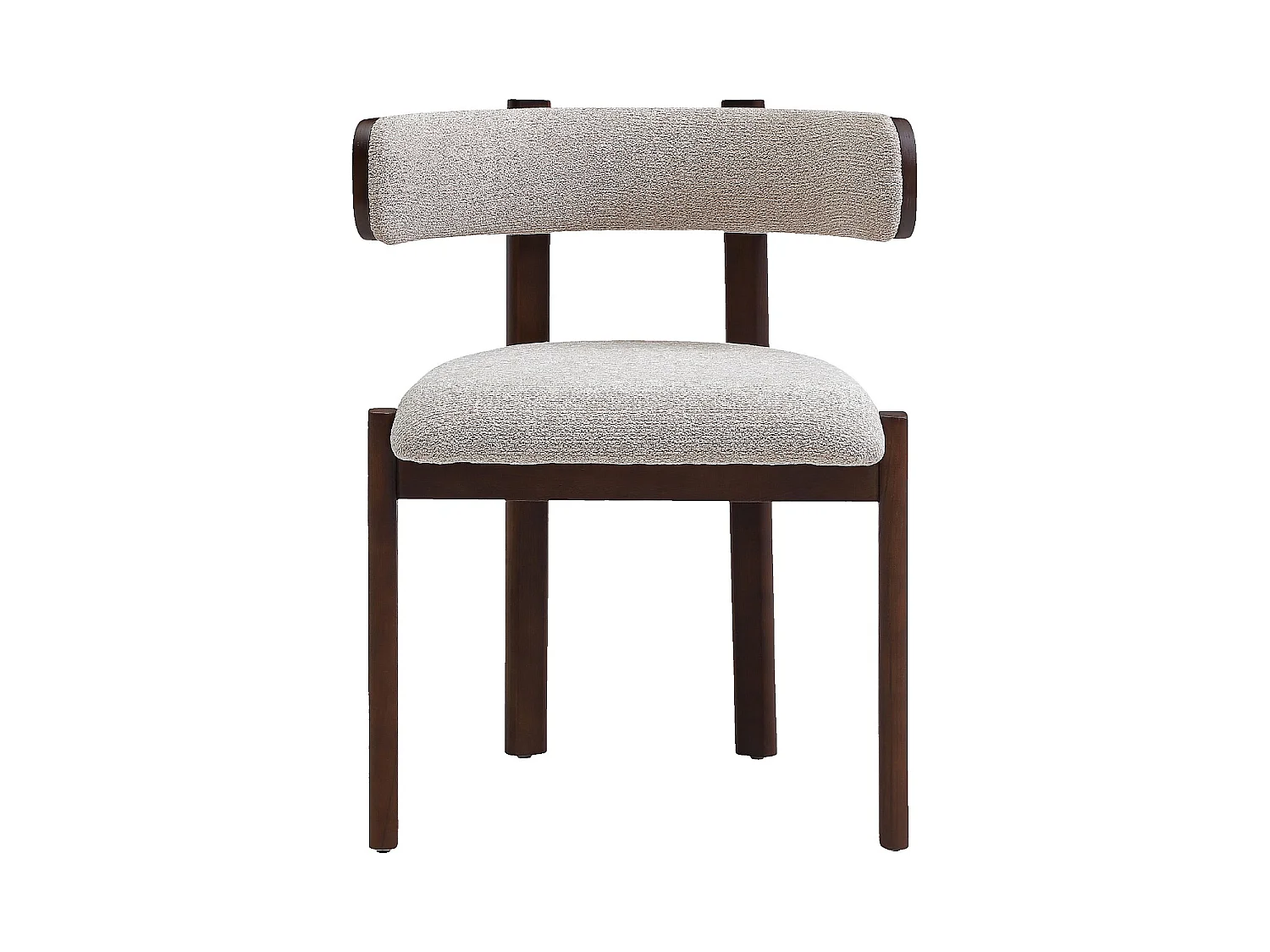 Habitat - Lot de 2 chaises en tissu et bois massif finition noyer - Beige chiné - Youna