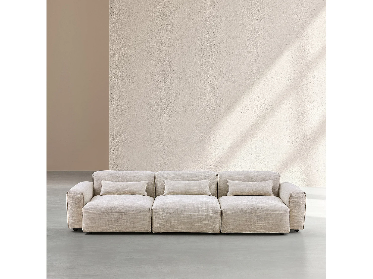 Habitat - Canapé 4 places modulable en tissu - Beige mélangé - Kofi II