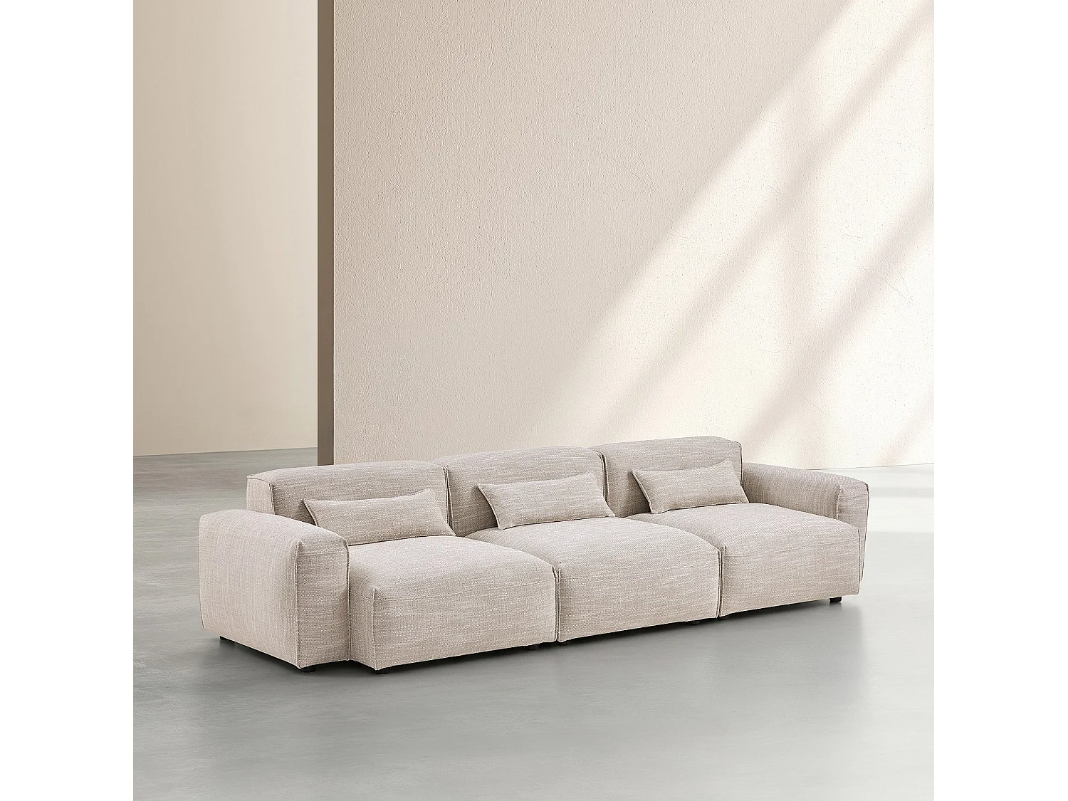 Habitat - Canapé 4 places modulable en tissu - Beige mélangé - Kofi II