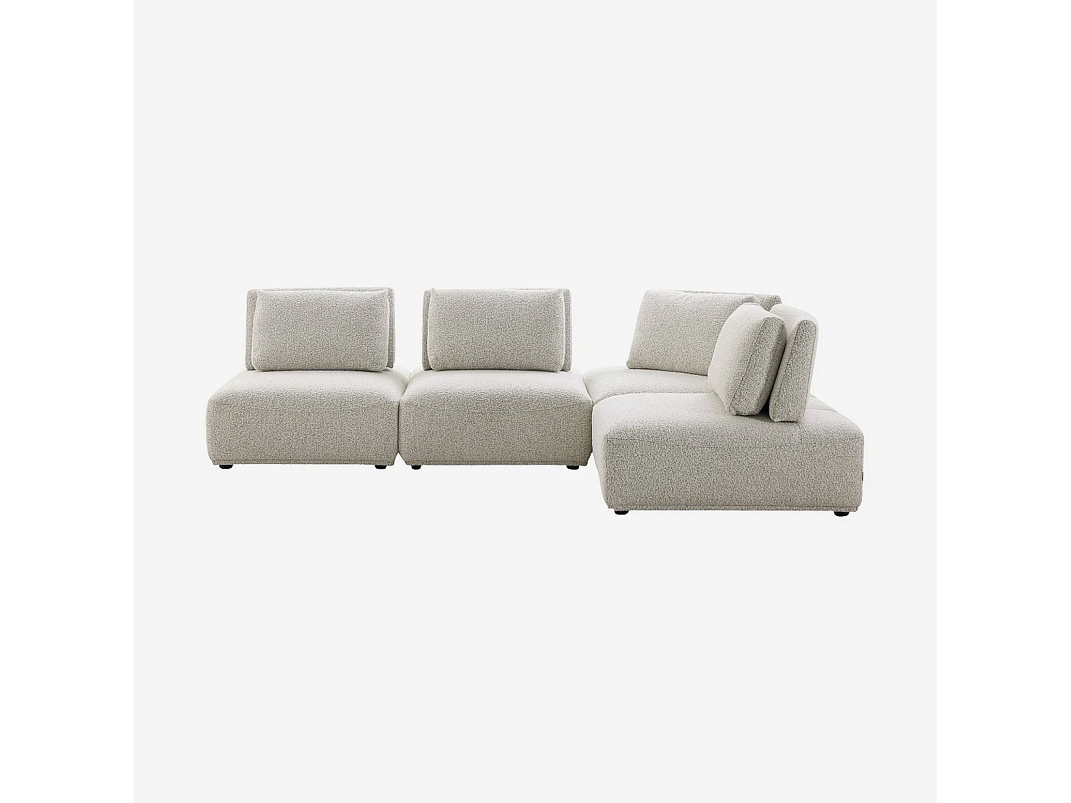Habitat - Canapé d'angle modulable en tissu bouclette avec dossier avance-recule - Gris perle - Rudolf