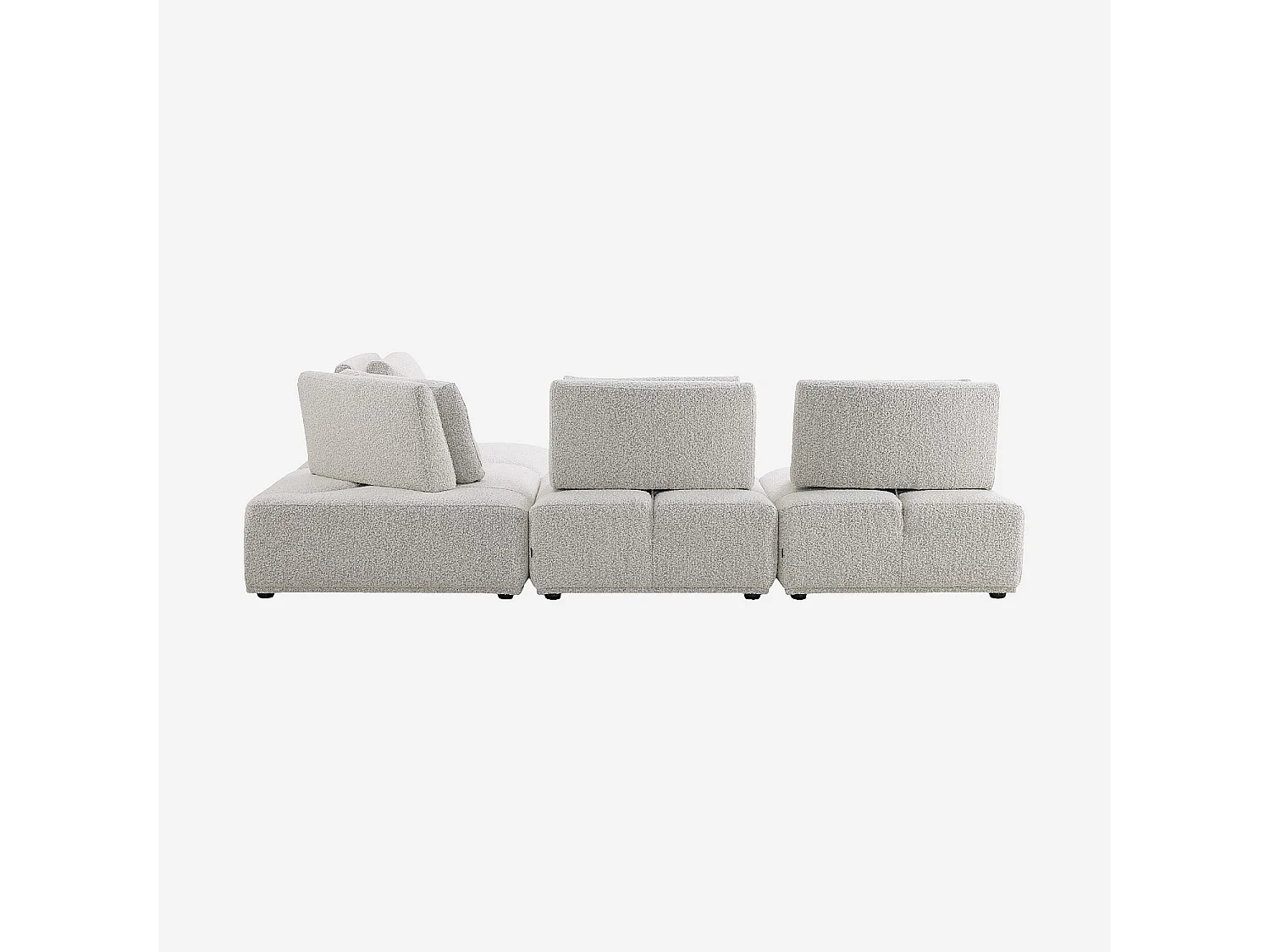 Habitat - Canapé d'angle modulable en tissu bouclette avec dossier avance-recule - Gris perle - Rudolf