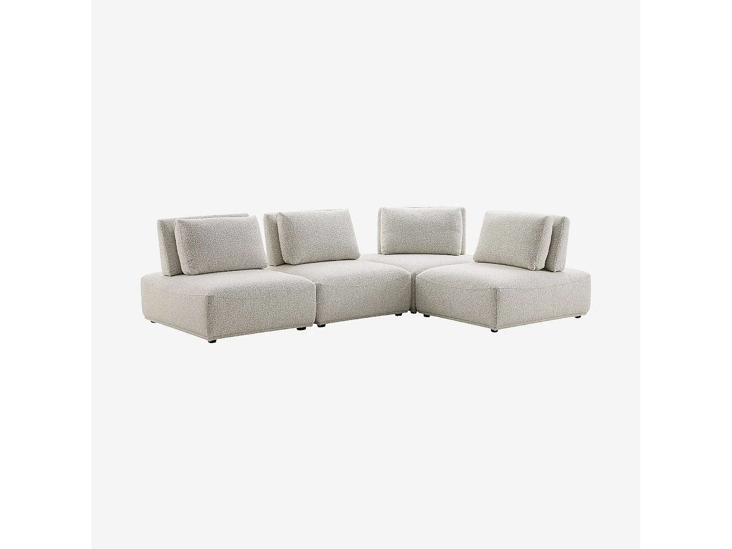 Habitat - Canapé d'angle modulable en tissu bouclette avec dossier avance-recule - Gris perle - Rudolf