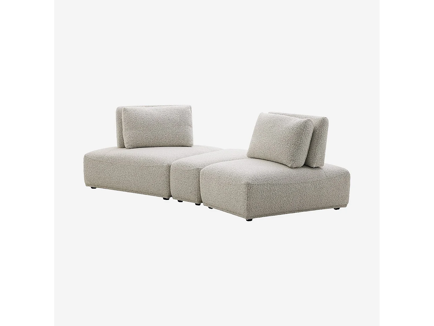 Habitat - Canapé 2 places modulable incurvé en tissu bouclette avec dossier avance-recule – Gris perle - Rudolf