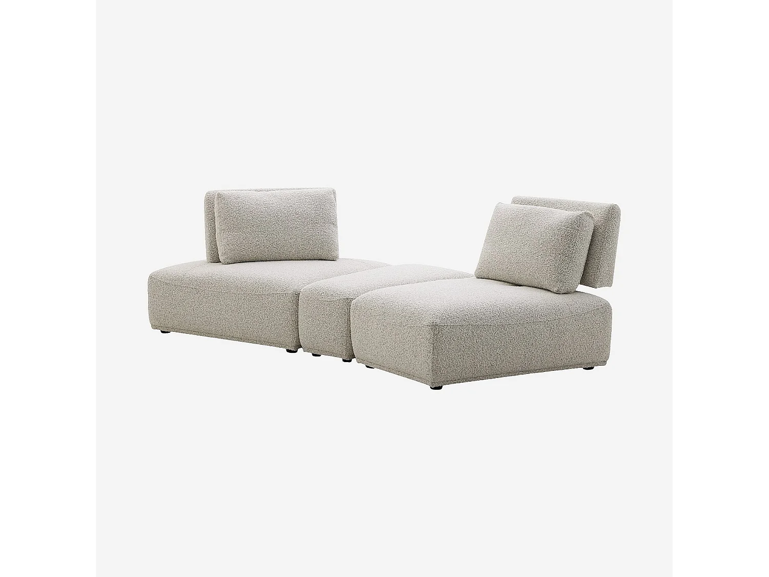 Habitat - Canapé 2 places modulable incurvé en tissu bouclette avec dossier avance-recule – Gris perle - Rudolf