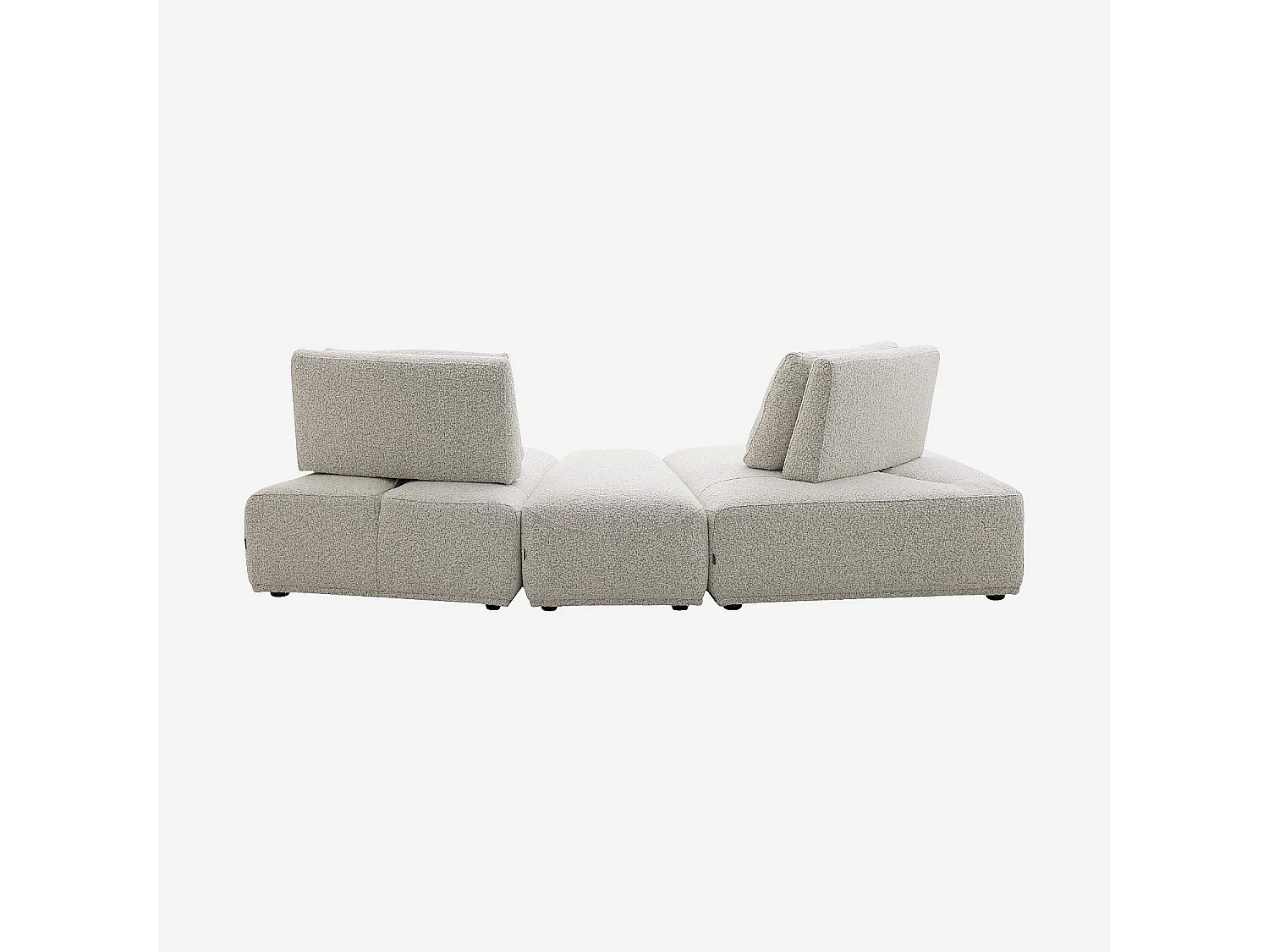 Habitat - Canapé 2 places modulable incurvé en tissu bouclette avec dossier avance-recule – Gris perle - Rudolf