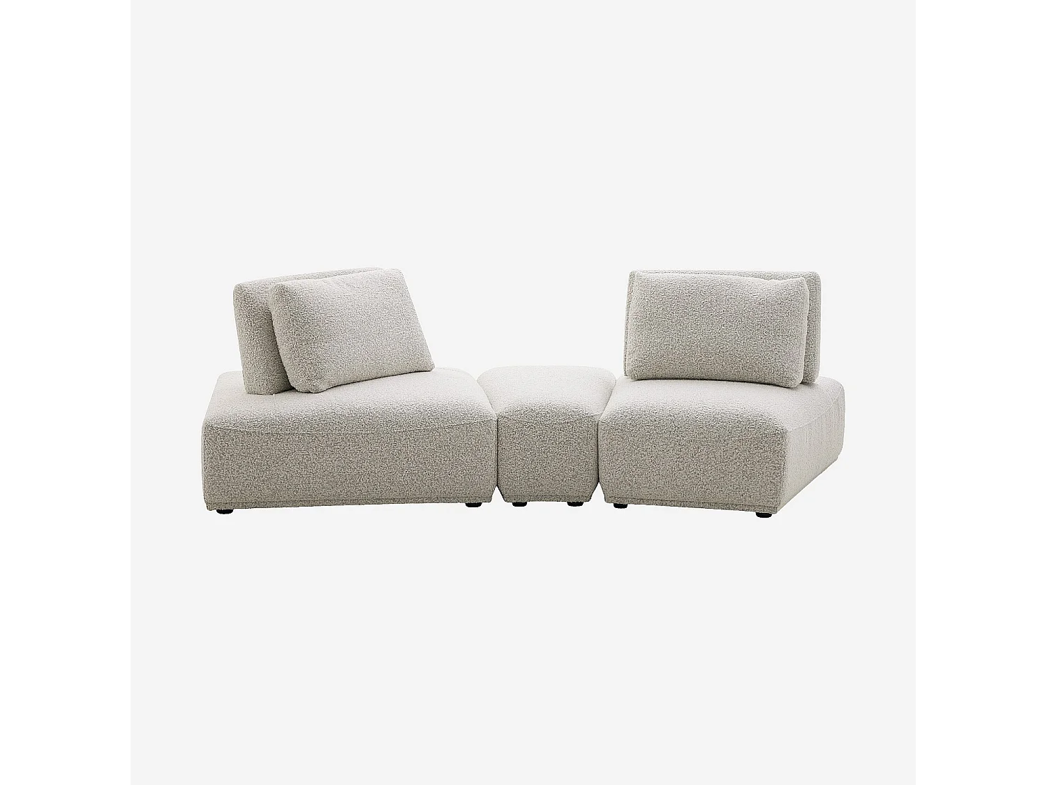 Habitat - Canapé 2 places modulable incurvé en tissu bouclette avec dossier avance-recule – Gris perle - Rudolf