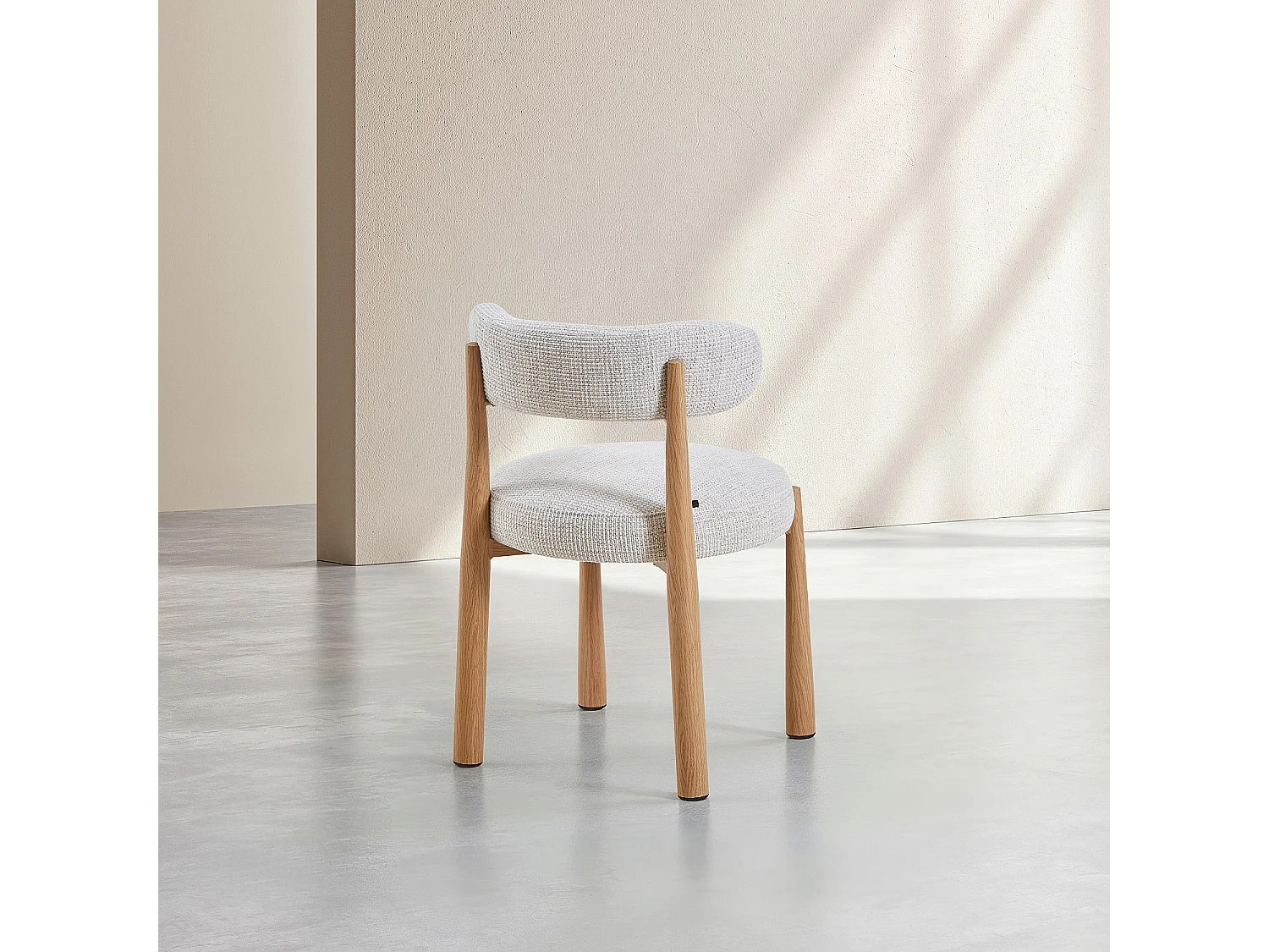 Habitat - Lot de 2 chaises en tissu et métal finition chêne - Blanc cassé - Bryne