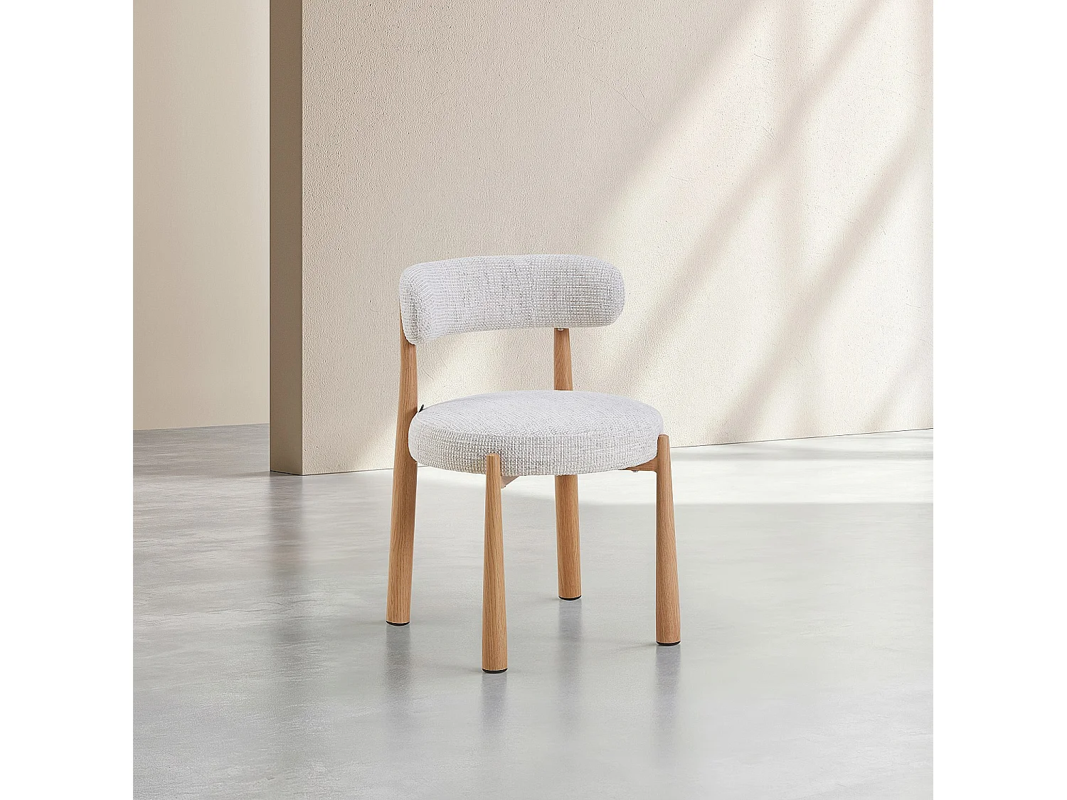 Habitat - Lot de 2 chaises en tissu et métal finition chêne - Blanc cassé - Bryne