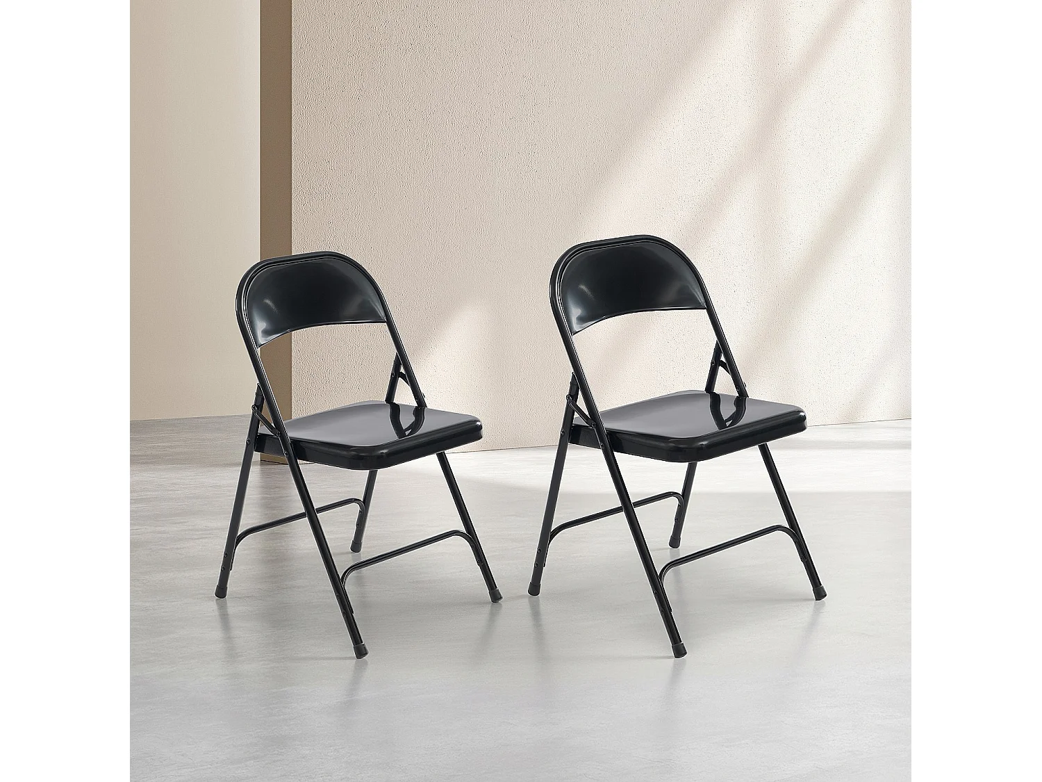Habitat - Lot de 2 chaises pliantes en acier laqué - Noir - Macadam