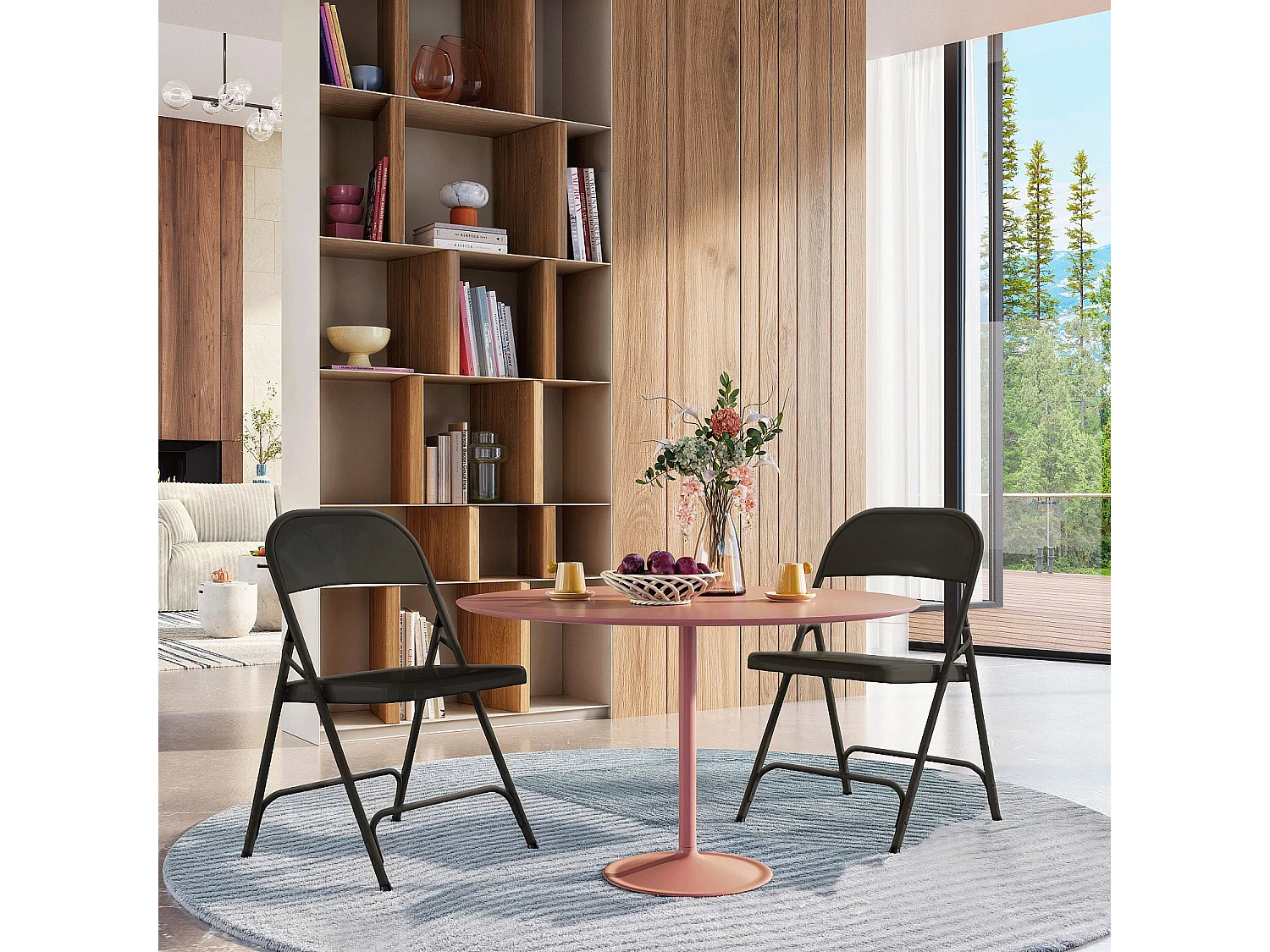 Habitat - Lot de 2 chaises pliantes en acier laqué - Noir - Macadam