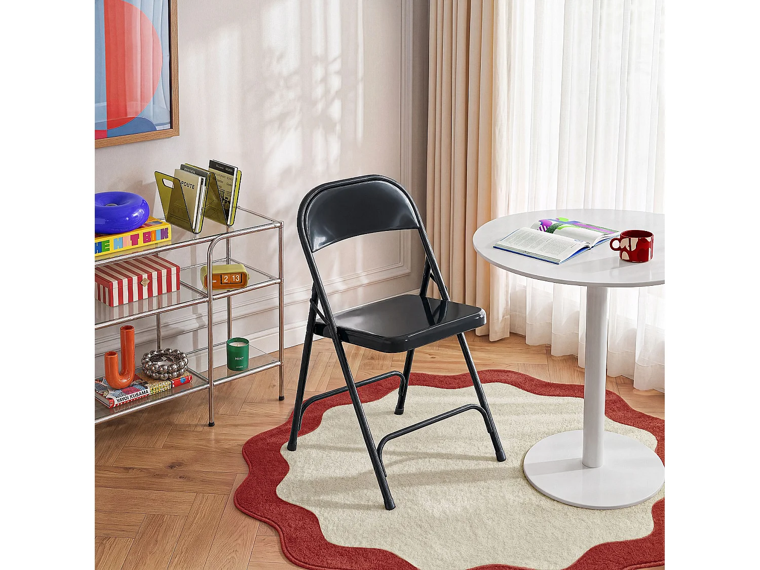 Habitat - Lot de 2 chaises pliantes en acier laqué - Noir - Macadam