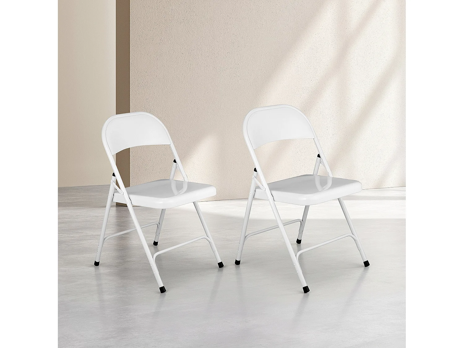 Habitat - Lot de 2 chaises pliantes en acier laqué - Blanc - Macadam