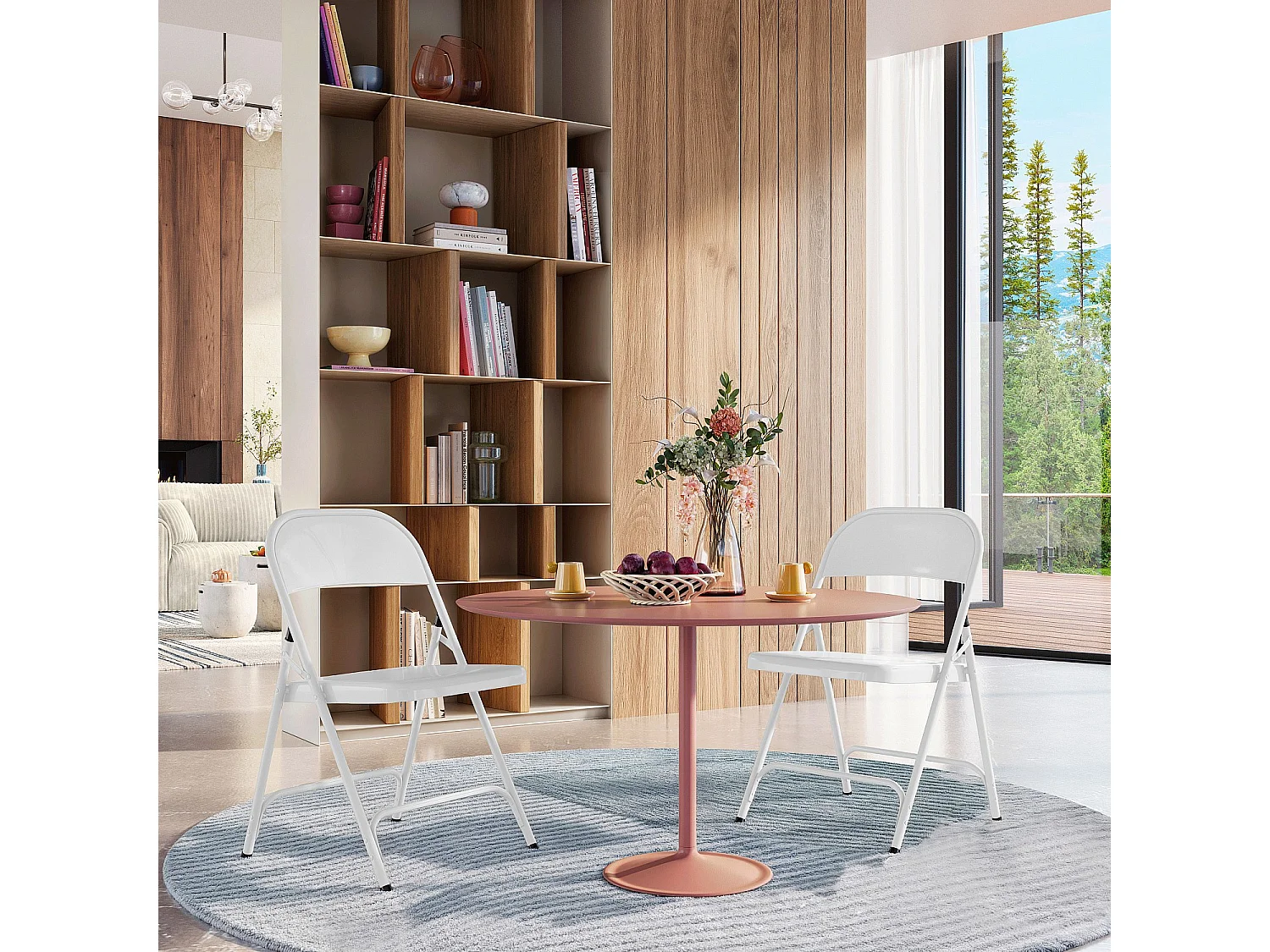 Habitat - Lot de 2 chaises pliantes en acier laqué - Blanc - Macadam