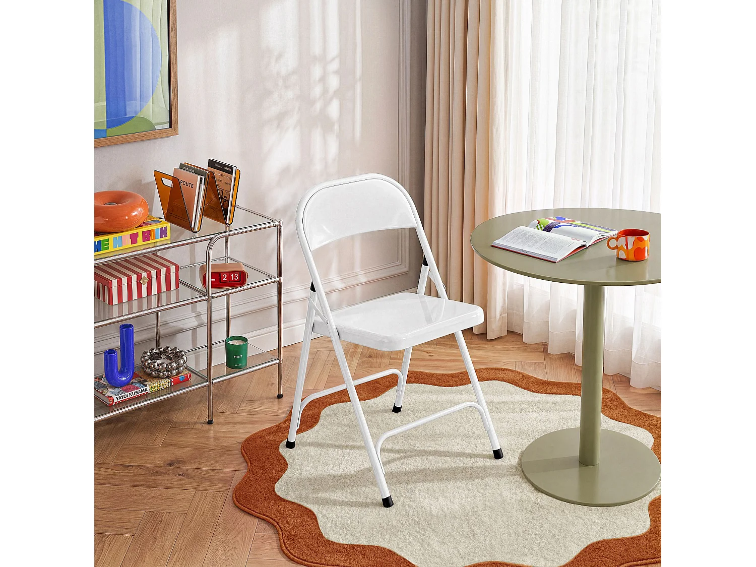 Habitat - Lot de 2 chaises pliantes en acier laqué - Blanc - Macadam