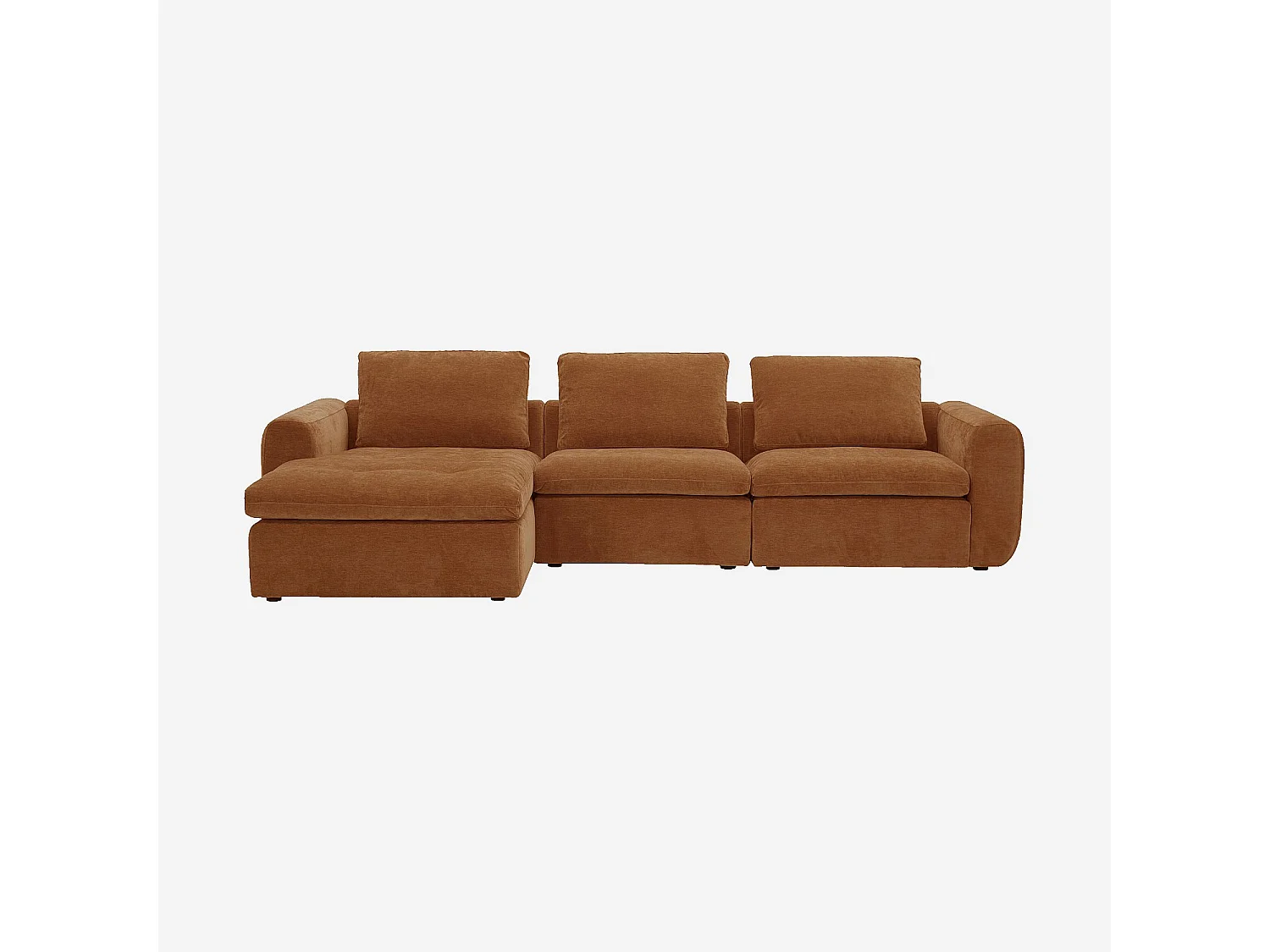 Habitat - Grand canapé d'angle gauche modulable en tissu - Marron noisette - Ameria