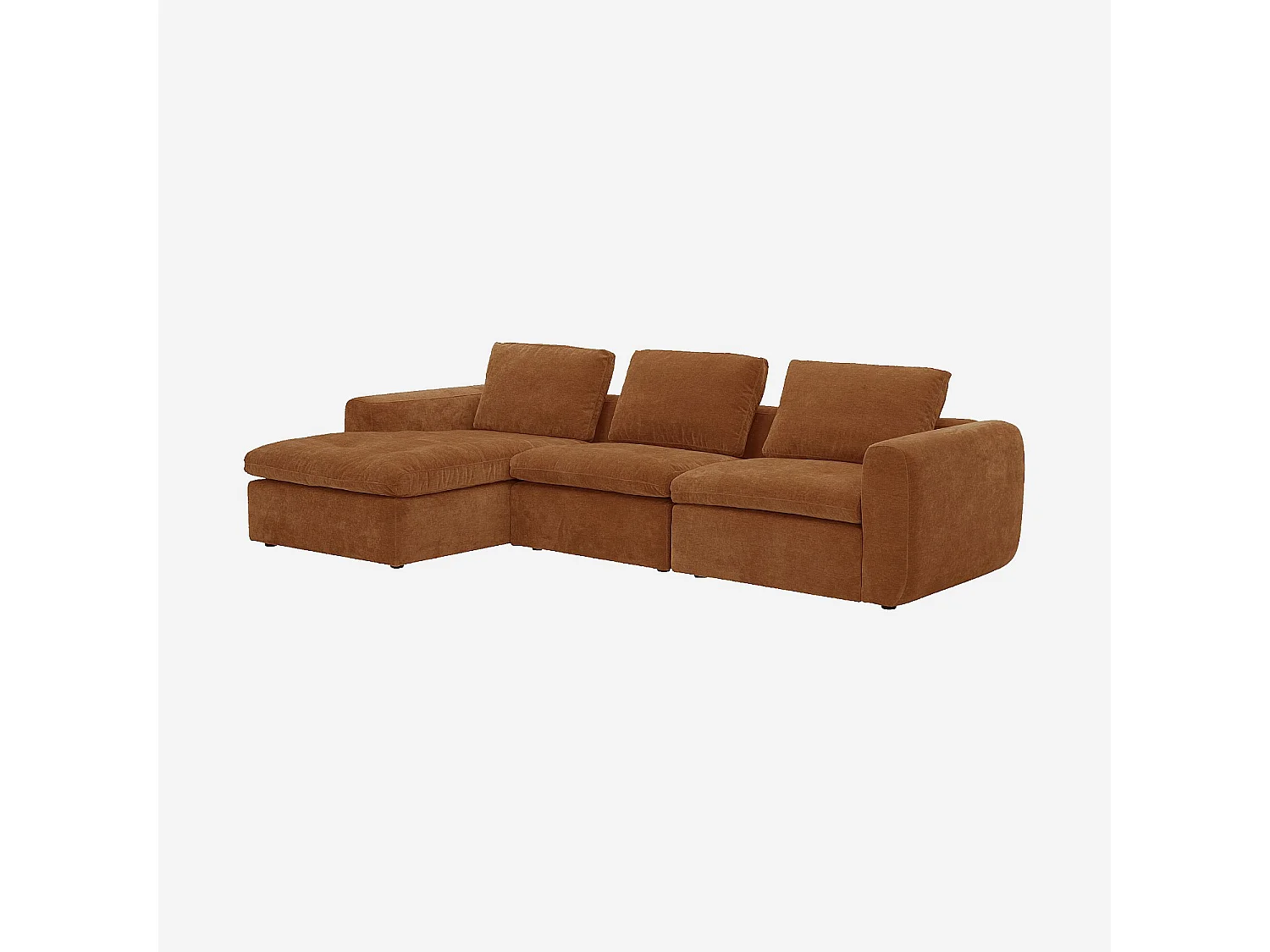 Habitat - Grand canapé d'angle gauche modulable en tissu - Marron noisette - Ameria