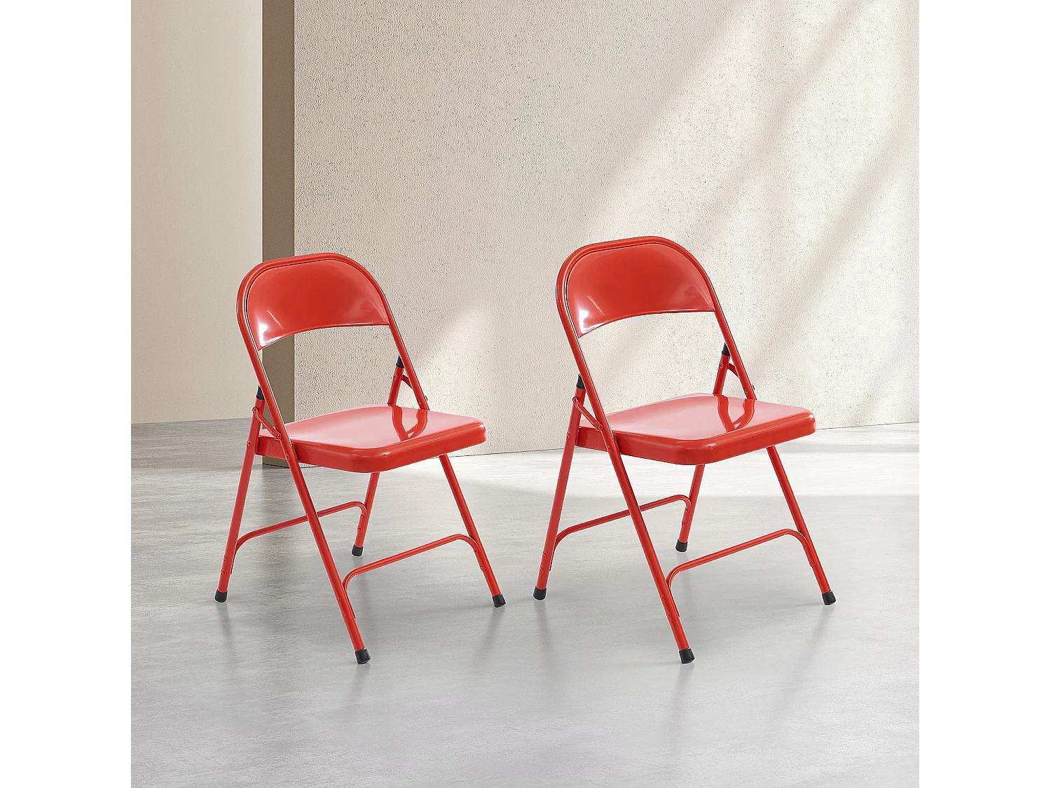 Habitat - Lot de 2 chaises pliantes en acier laqué - Rouge coquelicot - Macadam