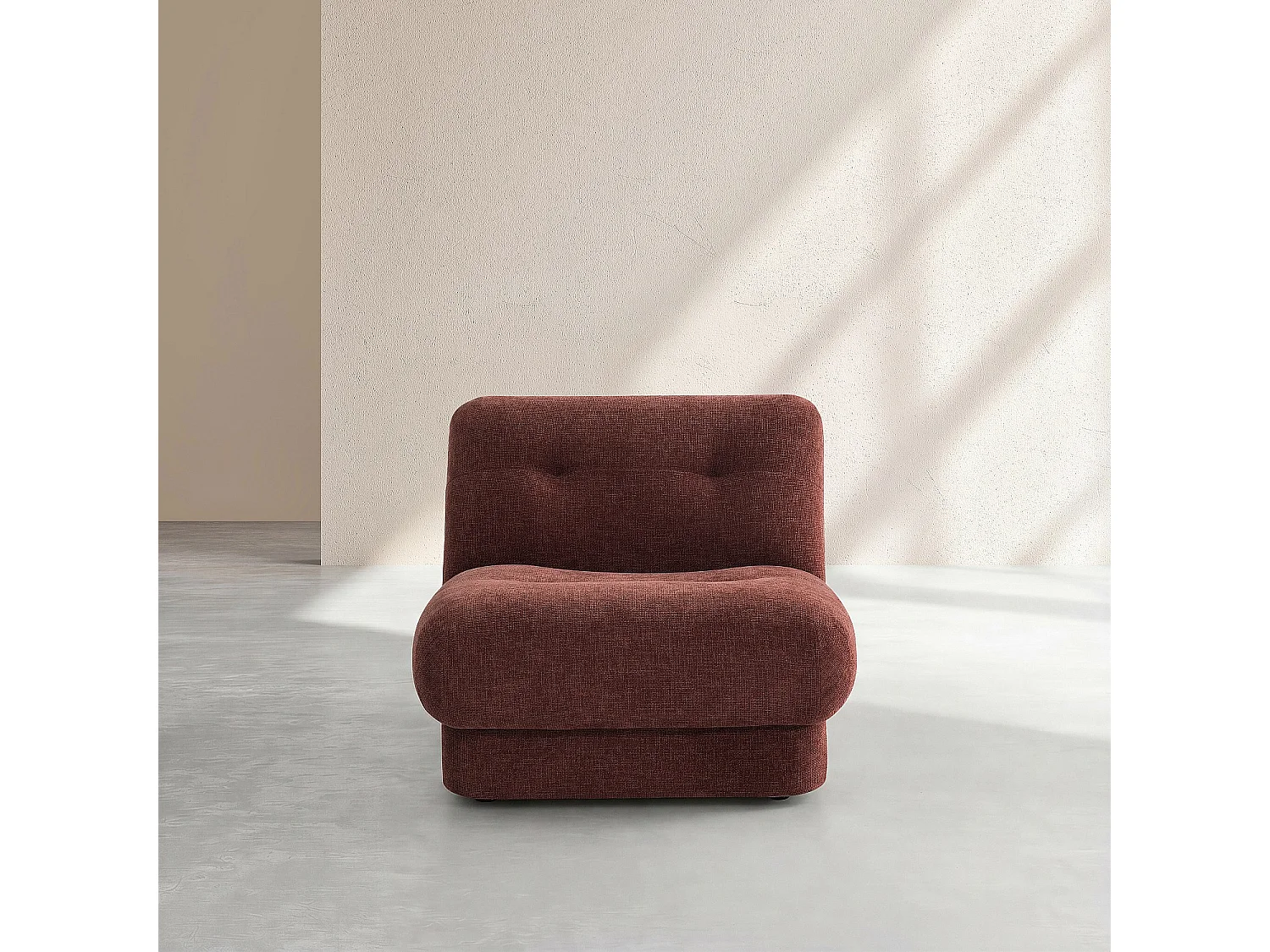 Habitat - Chauffeuse capitonnée en tissu chenille avec dossier garni de plumes - Terracotta - Lorena