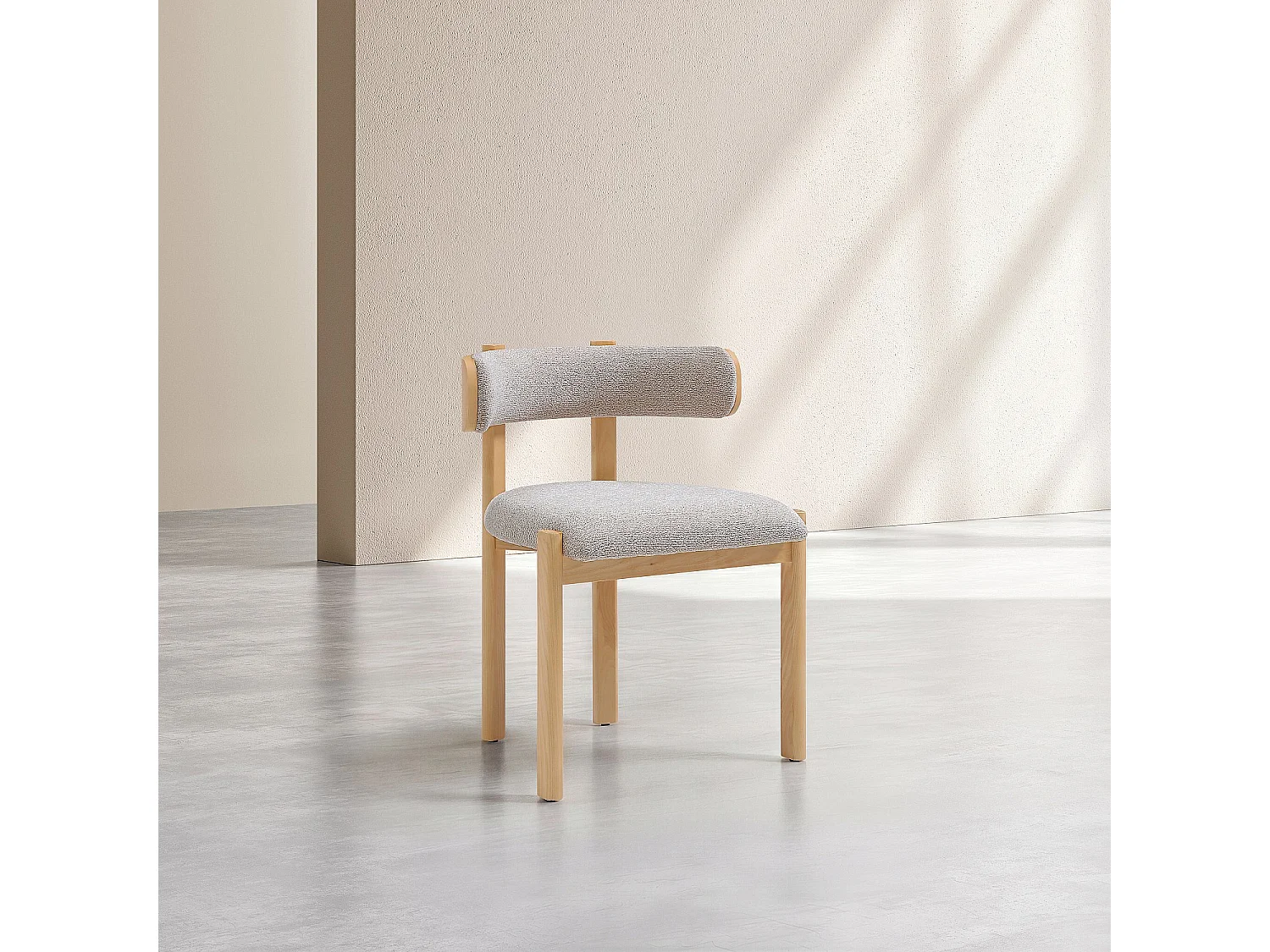 Habitat - Lot de 2 chaises en tissu et bois massif finition chêne - Beige chiné - Youna