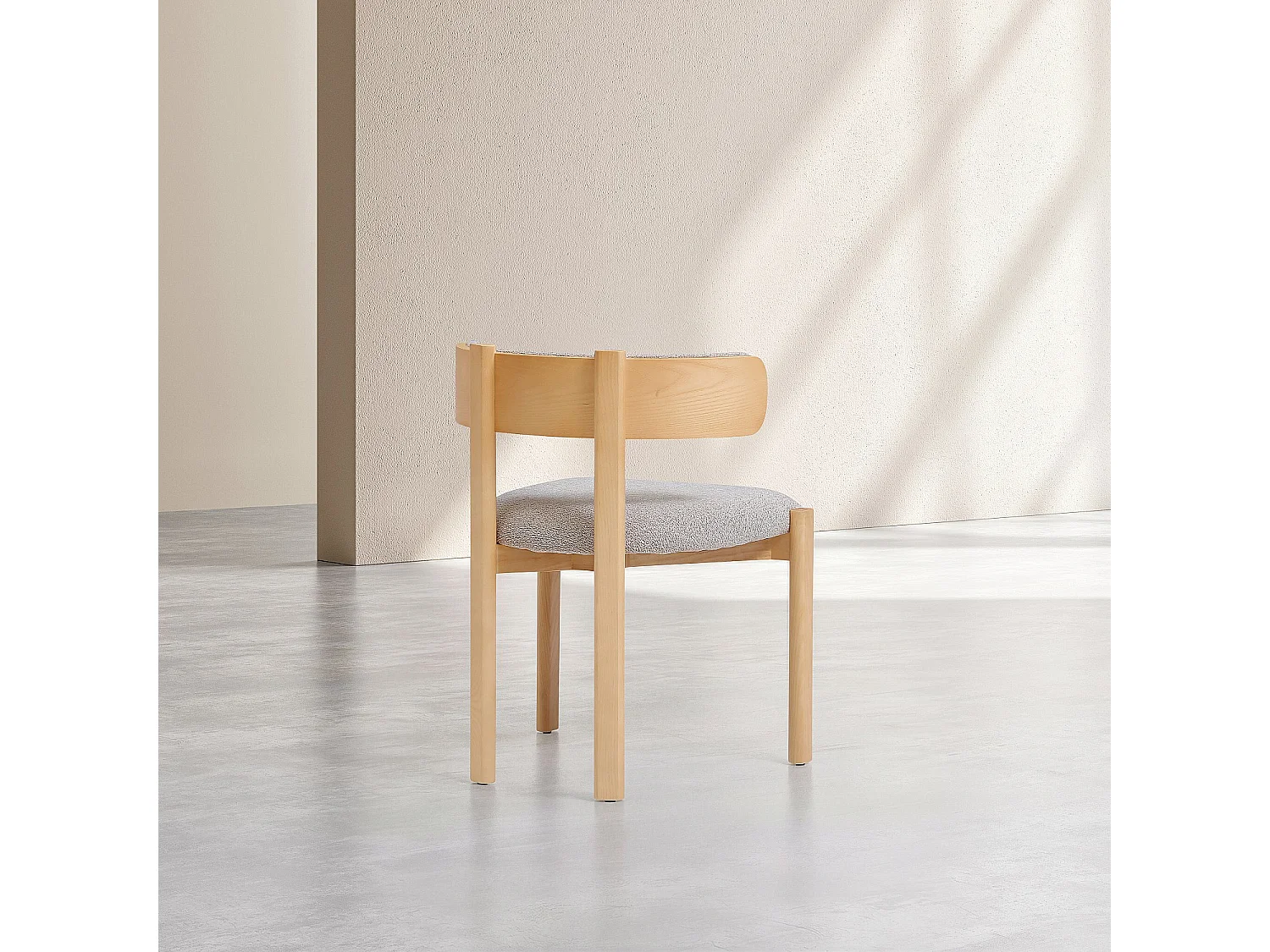 Habitat - Lot de 2 chaises en tissu et bois massif finition chêne - Beige chiné - Youna