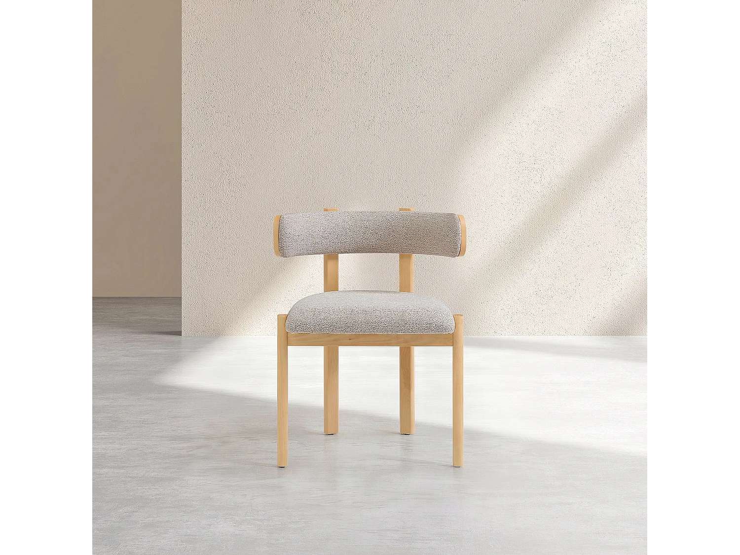Habitat - Lot de 2 chaises en tissu et bois massif finition chêne - Beige chiné - Youna