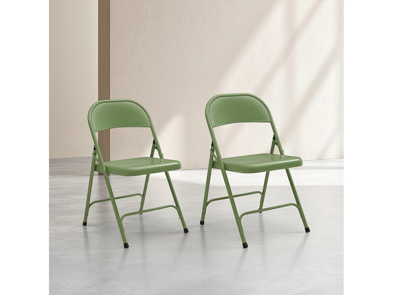Habitat - Lot de 2 chaises pliantes en acier laqué - Vert - Macadam