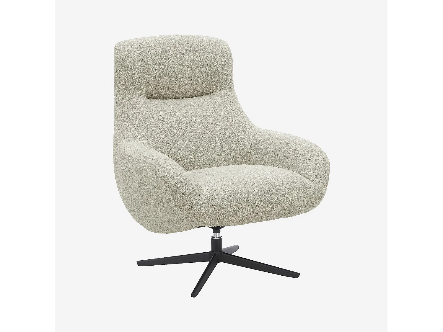 Habitat - Fauteuil design pivotant en tissu bouclette et métal noir - Crème - Maeve
