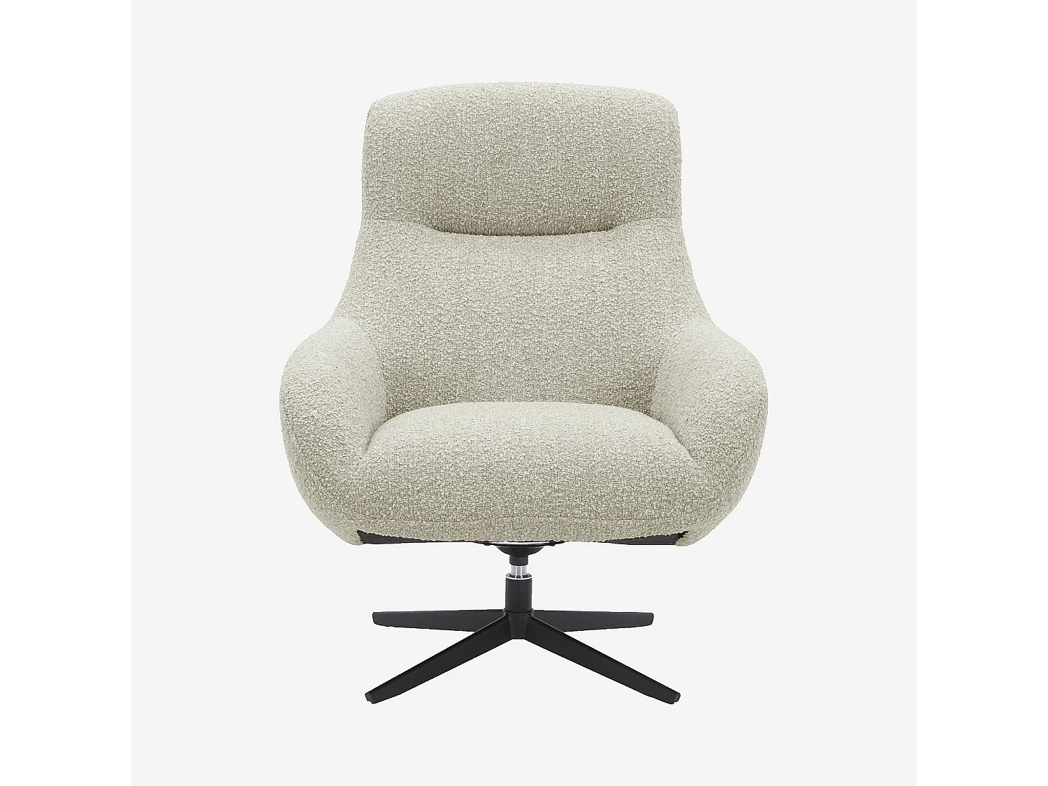 Habitat - Fauteuil design pivotant en tissu bouclette et métal noir - Crème - Maeve