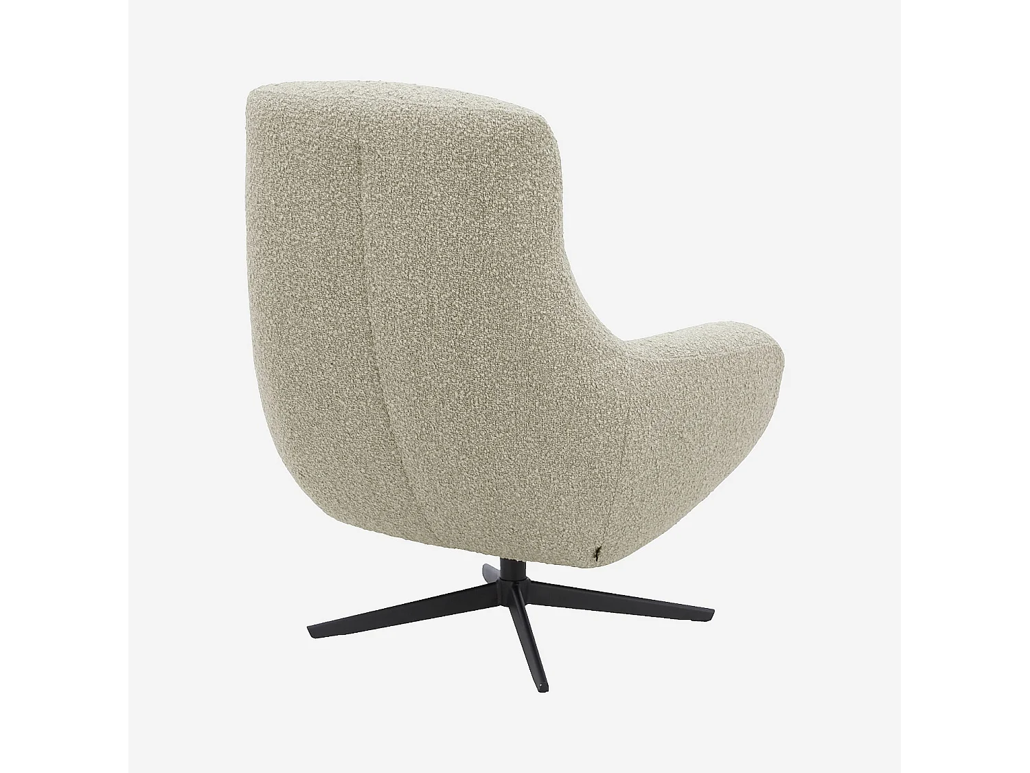 Habitat - Fauteuil design pivotant en tissu bouclette et métal noir - Crème - Maeve