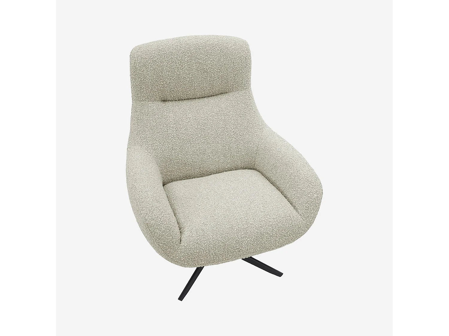 Habitat - Fauteuil design pivotant en tissu bouclette et métal noir - Crème - Maeve