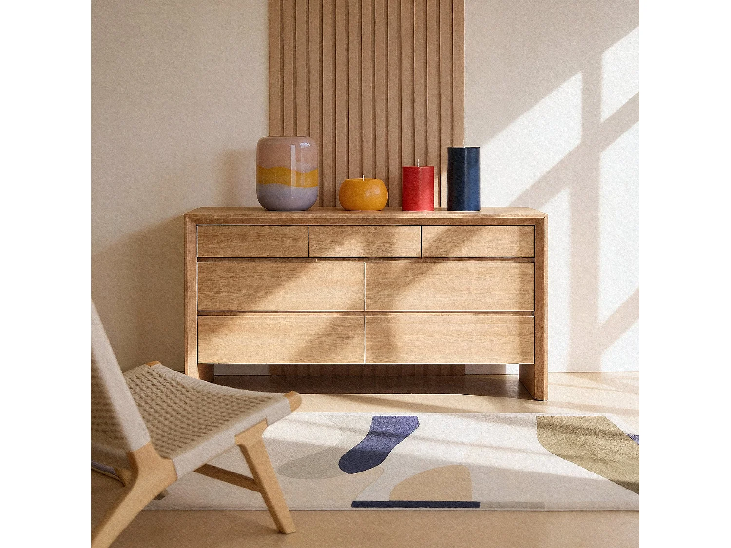 Habitat - Commode 7 tiroirs en chêne - Naturel - Rafael