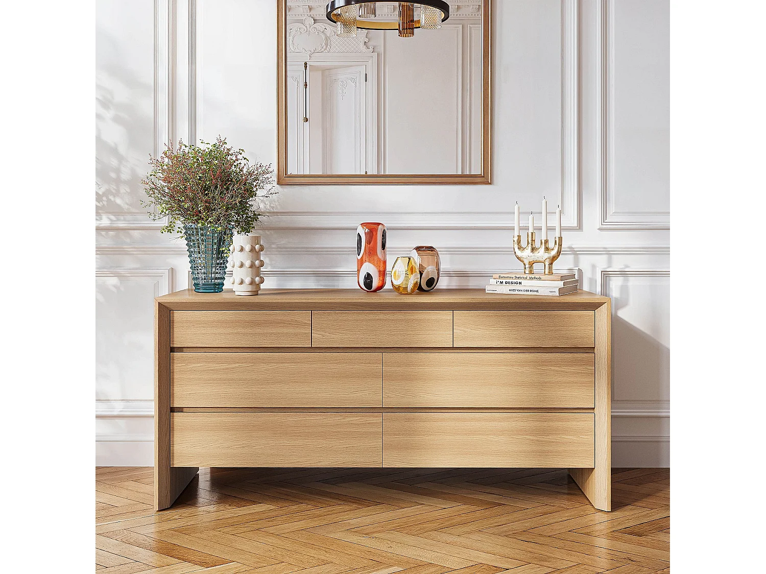 Habitat - Commode 7 tiroirs en chêne - Naturel - Rafael