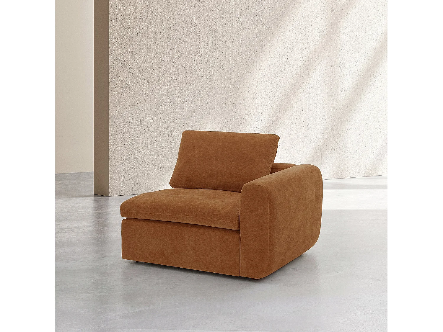 Habitat - Module d'angle droit 1 place en tissu - Marron noisette - Ameria