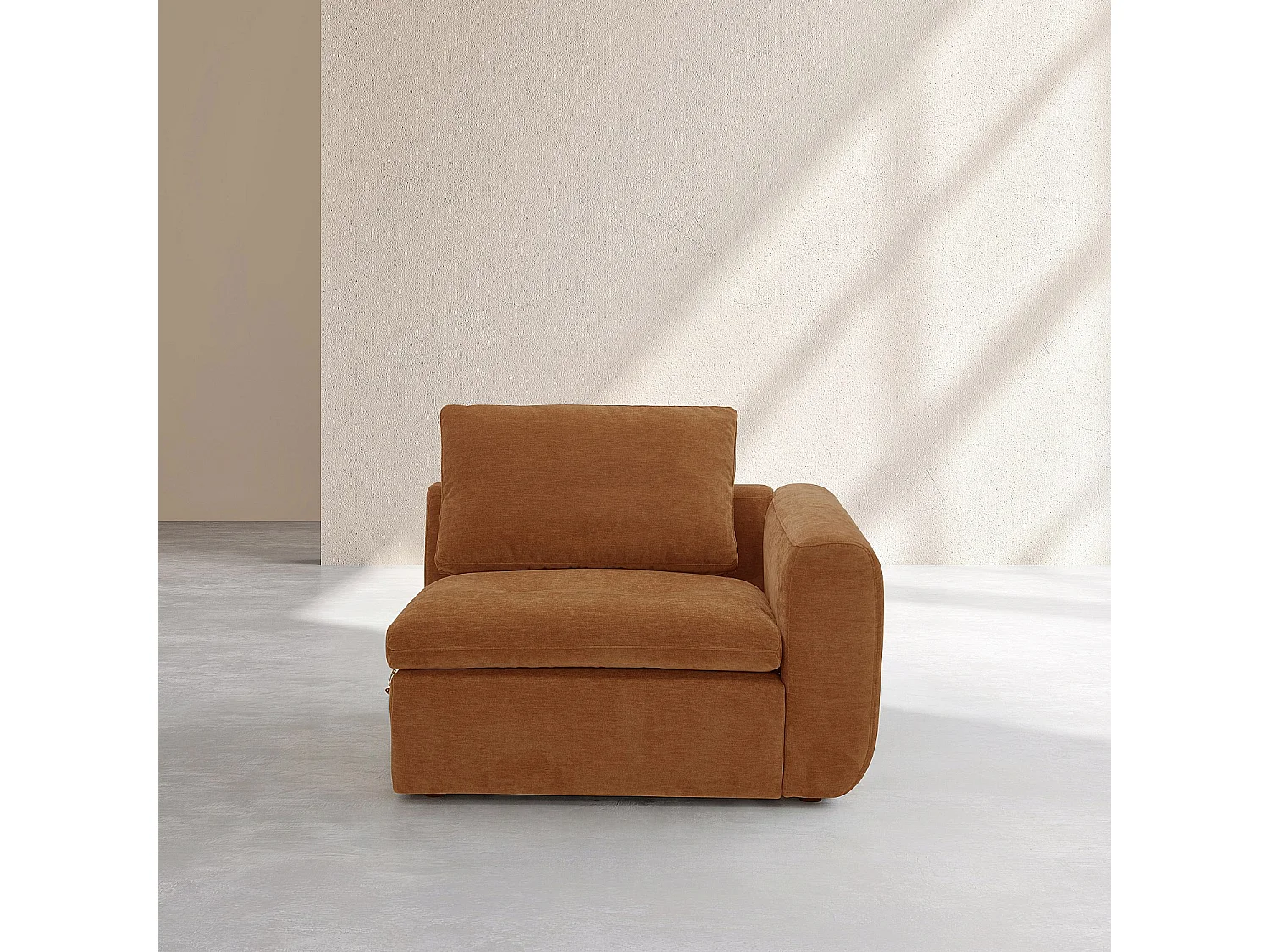 Habitat - Module d'angle droit 1 place en tissu - Marron noisette - Ameria