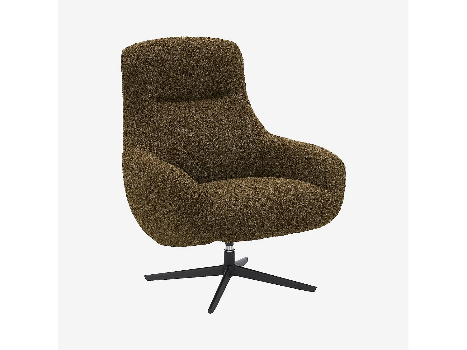 Habitat - Fauteuil design pivotant en tissu bouclette et métal noir - Marron chocolat - Maeve