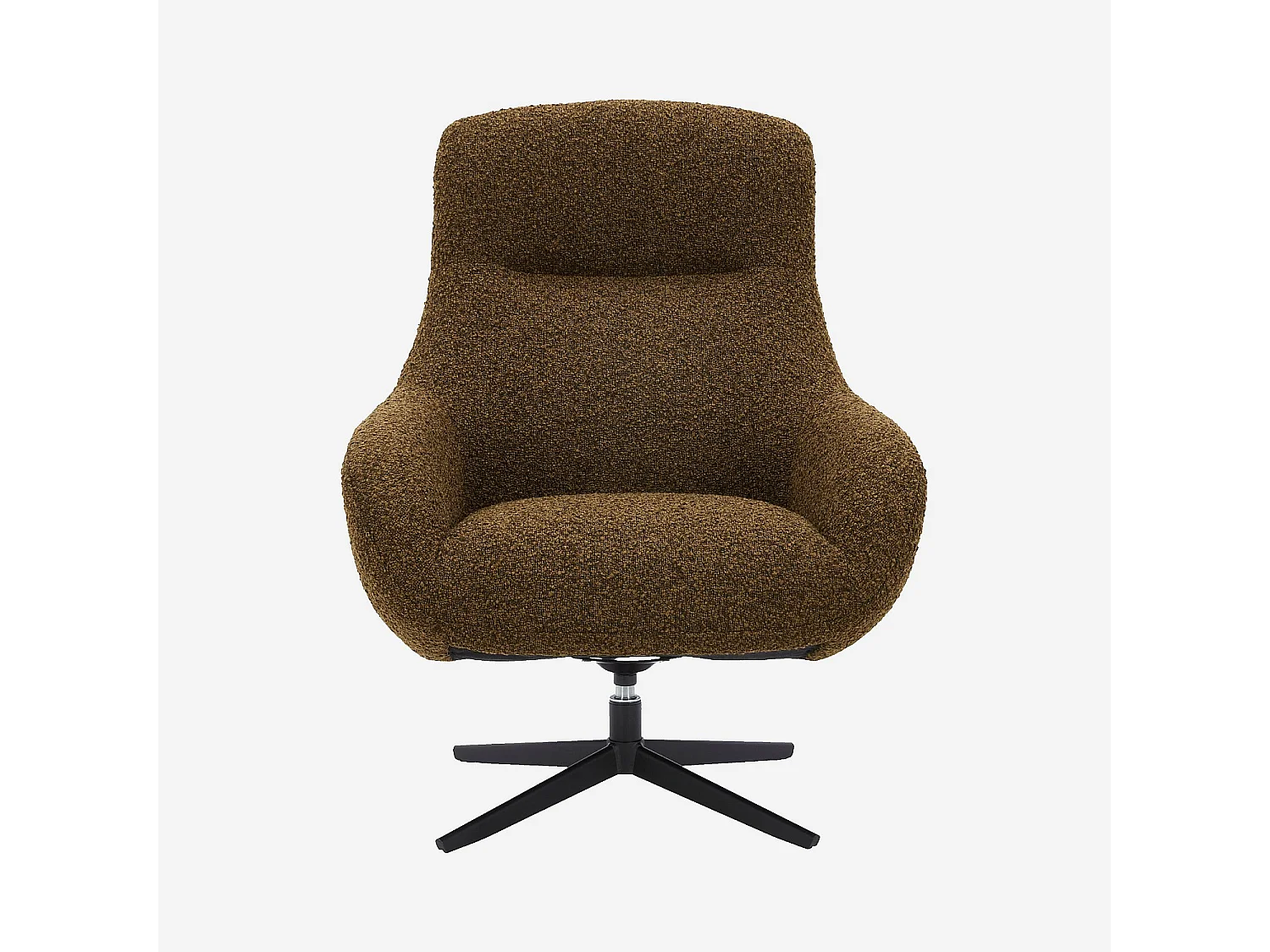 Habitat - Fauteuil design pivotant en tissu bouclette et métal noir - Marron chocolat - Maeve