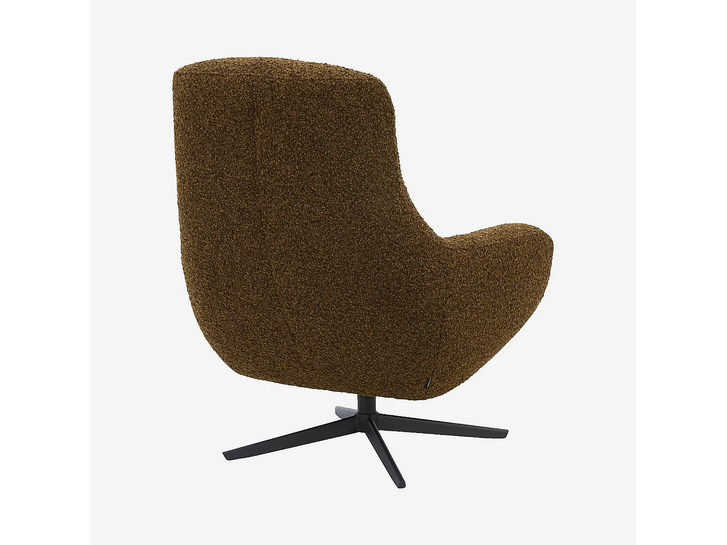 Habitat - Fauteuil design pivotant en tissu bouclette et métal noir - Marron chocolat - Maeve